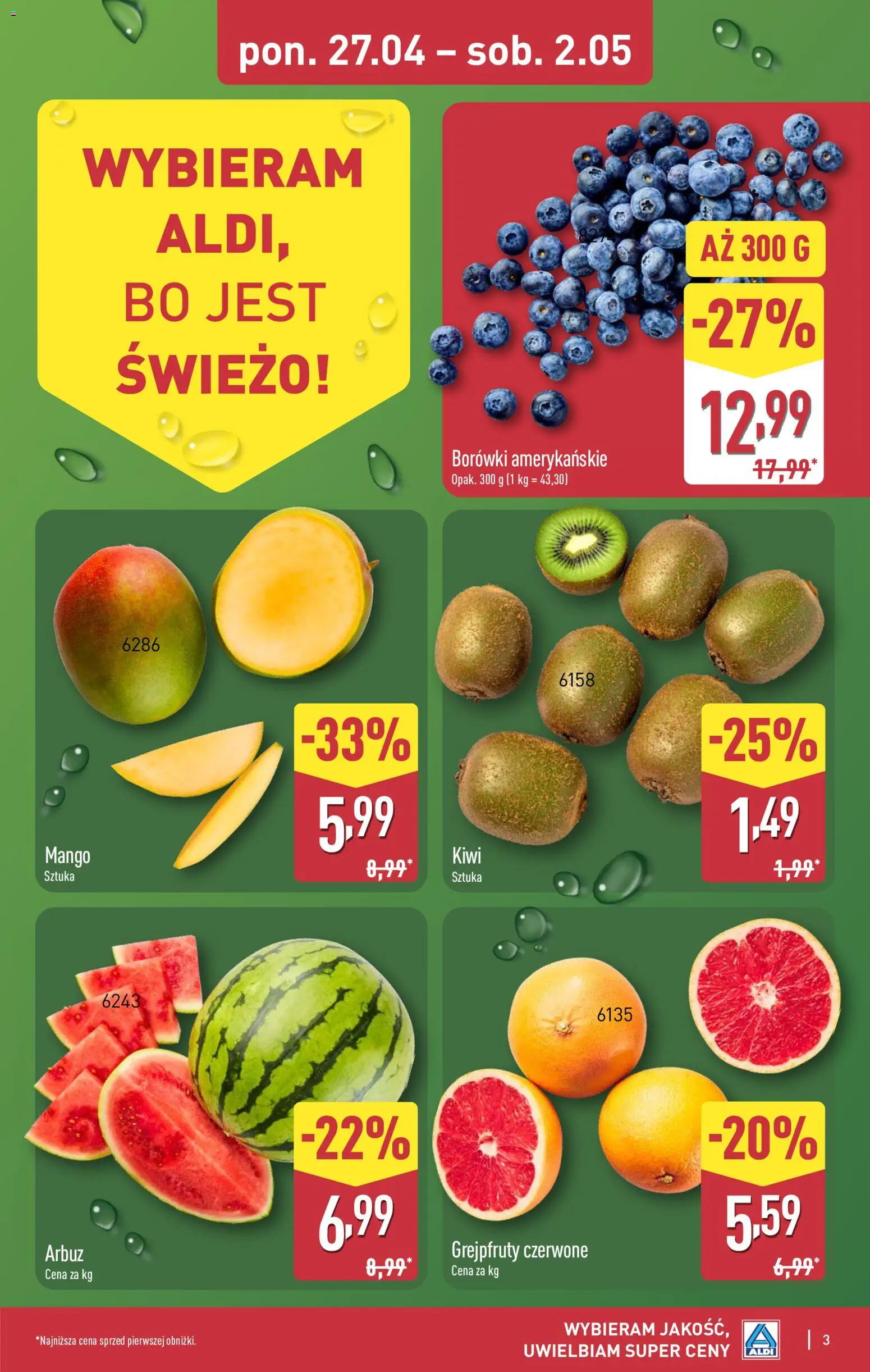 Aldi Polsko leták od 27.04.2026 | Strana: 3 | Produkty: Mango, Kiwi