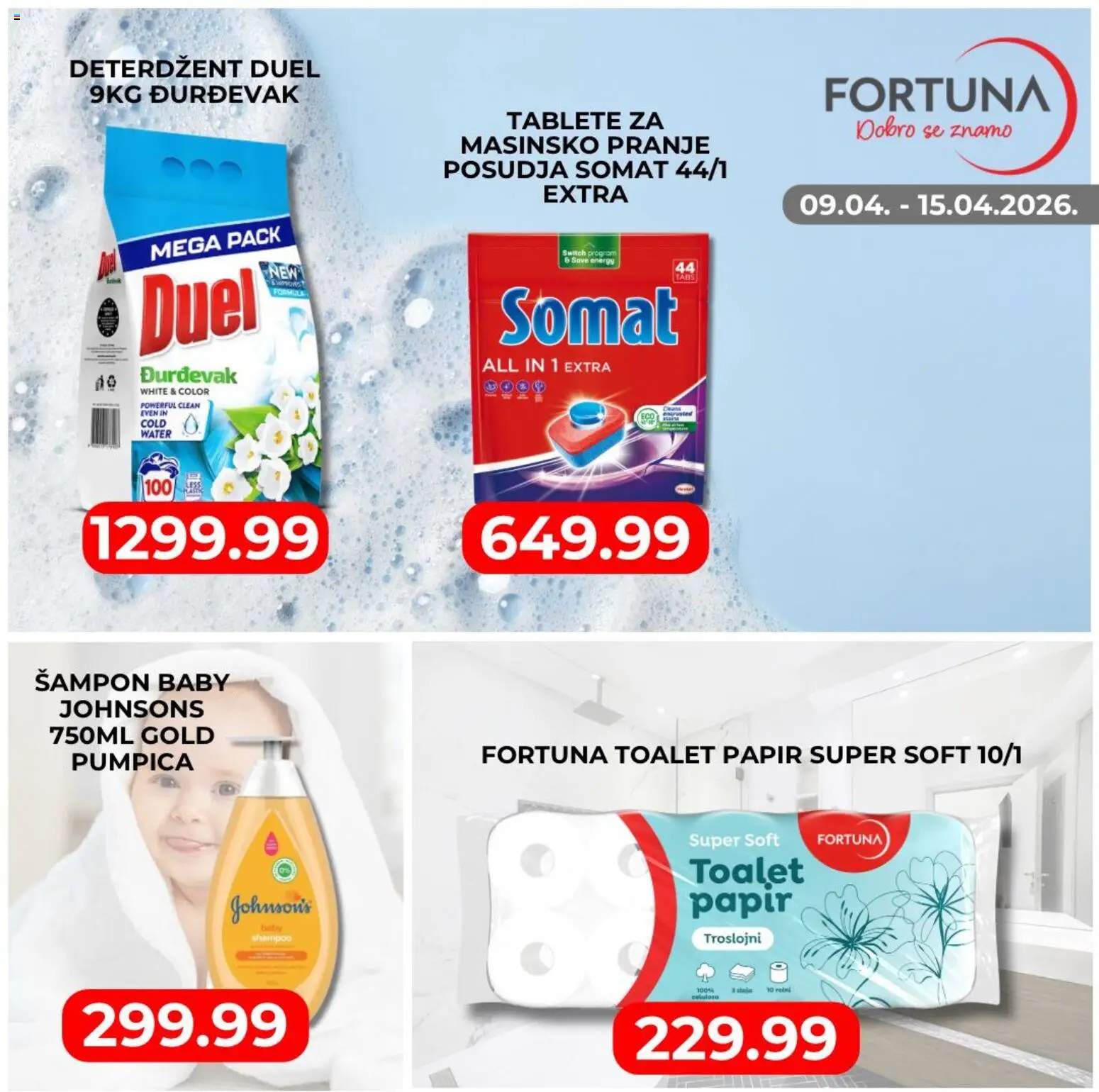 Fortuna Market katalog - važi od 09.04.2026 | Strana: 4 | Proizvode: Somat, Toalet papir, Šampon