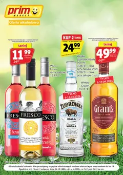 Pogląd oferty "Prim Market gazetka - Oferta alkoholowa" - ważna od 01.04.2026 | Strona: 1 | Produkty: Grant's, Alkohol, Wódka, Whisky