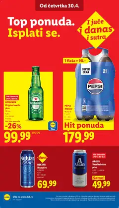 ARGUS Bezalkoholno pivo, 0,5 l - pregled Lidl kataloga - važi od 30.04.2026 | Strana: 32 | Proizvode: Heineken, Nektar, Pivo, Pepsi