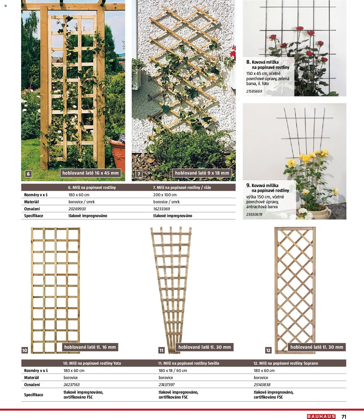 Bauhaus katalog Ploty a zahradní domky od 11.03.2026 | Strana: 71 | Produkty: Rostliny, Mříž na popínavé rostliny