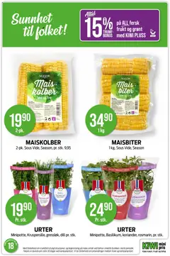Forhåndsvisning av Kiwi kundeavis gyldig fra 27.04.2026 | Side: 18 | Produkter: Urter, Суміш дитяча, Koriander, Gressløk