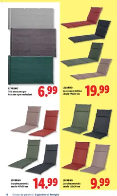 Anteprima del volantino LIVARNO Cuscino per sedia sdraio 167x50 cm, Cushion for deck chair 167x50 cm valido a partire dal 23.04.2026 | Pagina: 12 | Prodotti: Sedia sdraio, Sdraio, Lettino, Cuscino