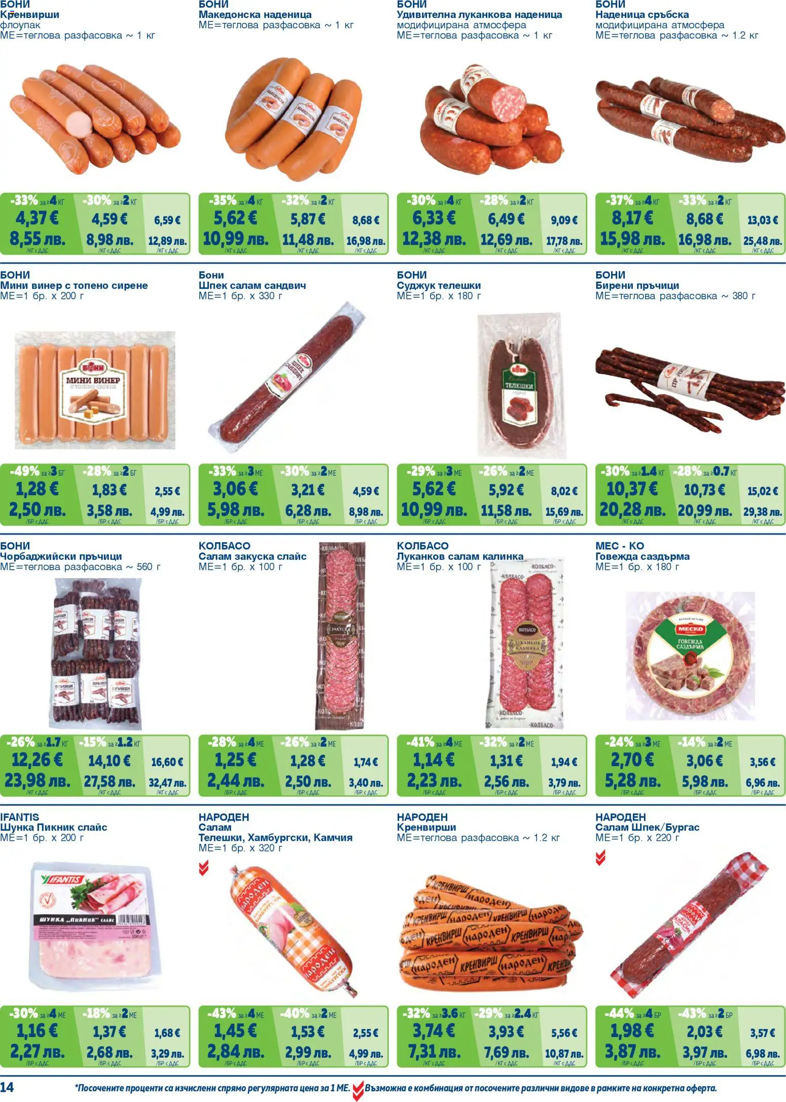 {H1} | Страница: 14 | Продукти: Салам, Сирене, Топено сирене, Суджук