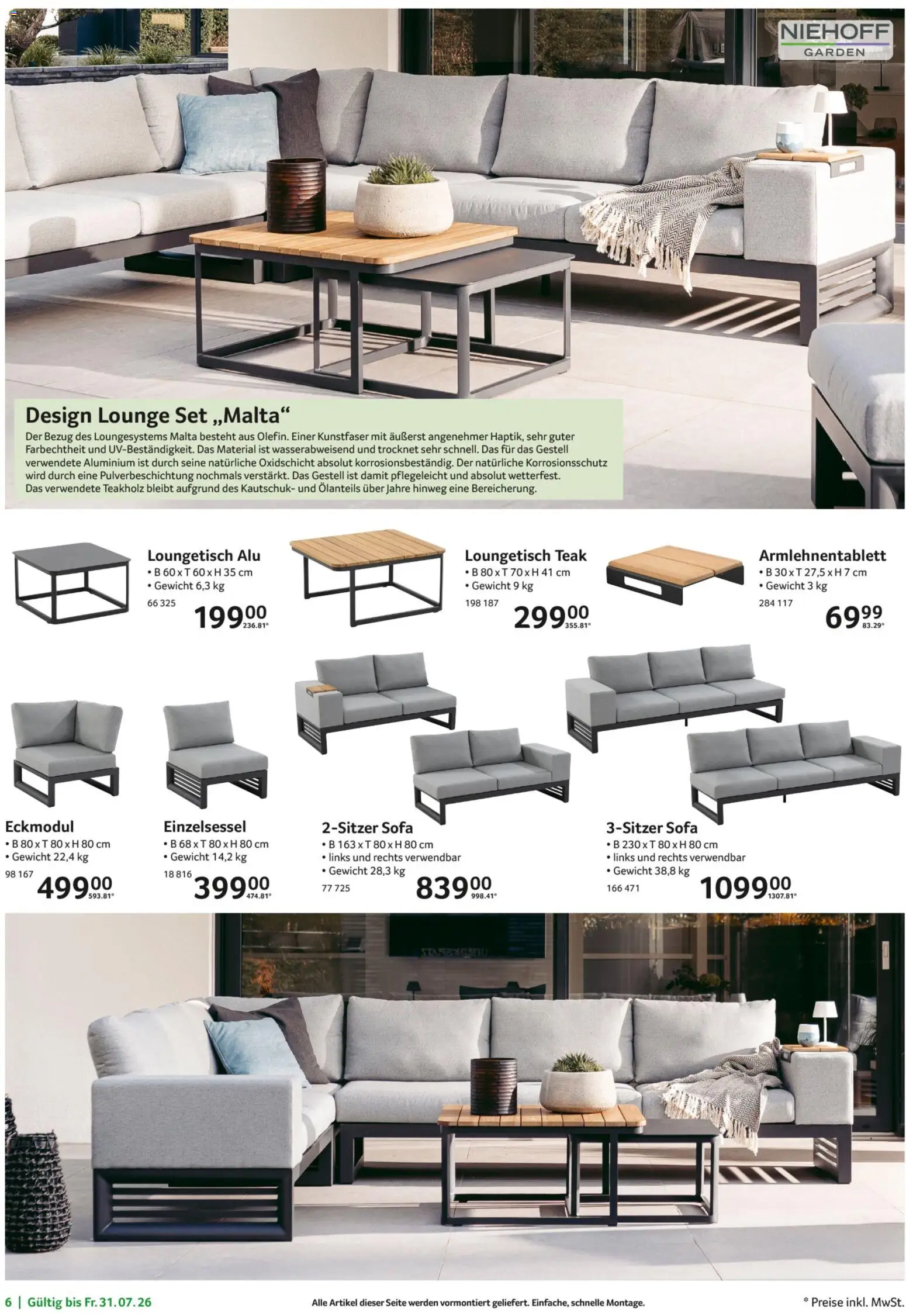 Selgros Garten Exklusiv – gültig ab 19.03.2026 | Seite: 6 | Produkte: Gewicht, Sofa