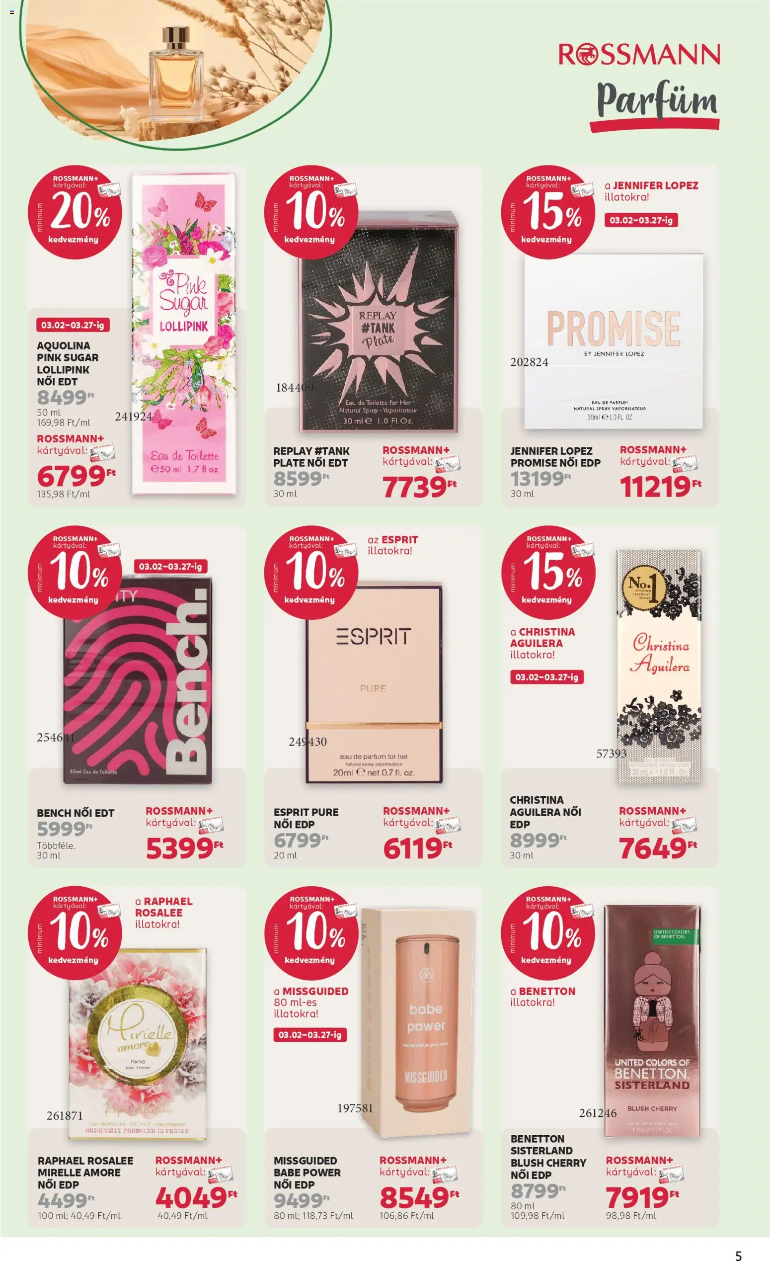 Rossmann akciós ujság - amely érvényes a következő dátumtól: 16.03.2026 | Oldal: 5 | Termékek: Parfüm
