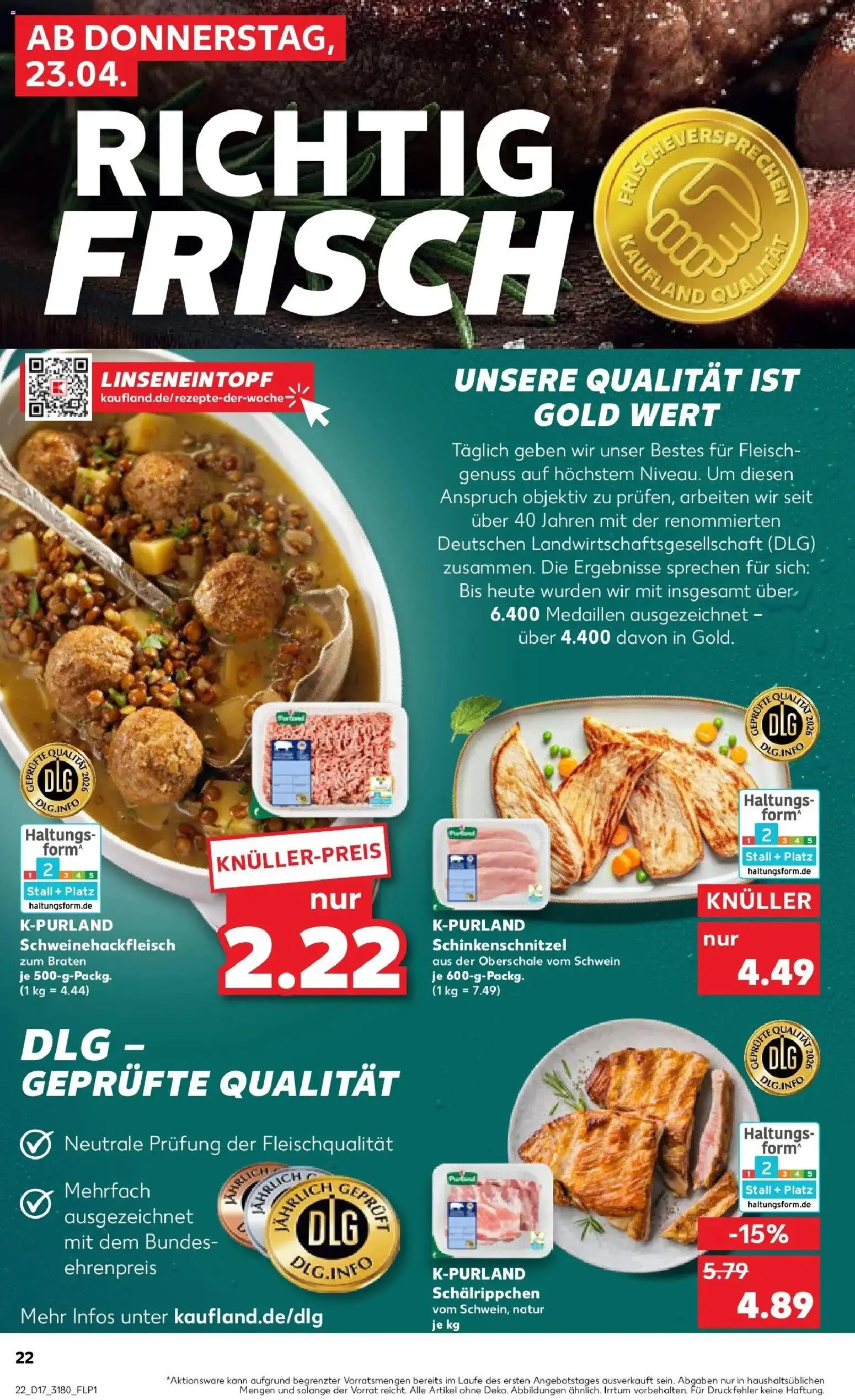 Kaufland Prospekt Bautzen	 – gültig ab 23.04.2026 | Seite: 22 | Produkte: Fleisch, Objektiv