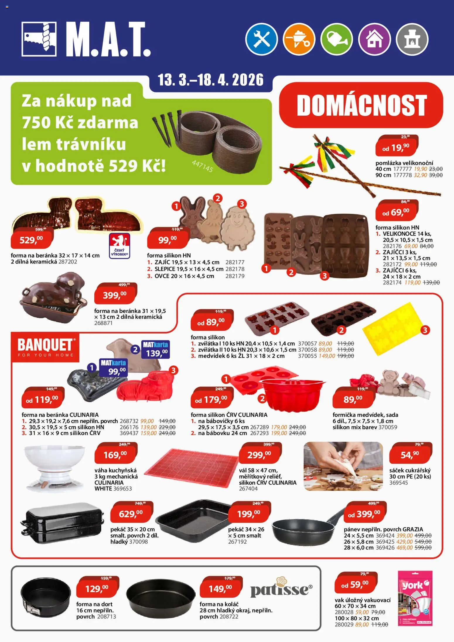 M.A.T. leták od 13.03.2026 | Strana: 1 | Produkty: Forma, Váha, Silikon, Dort