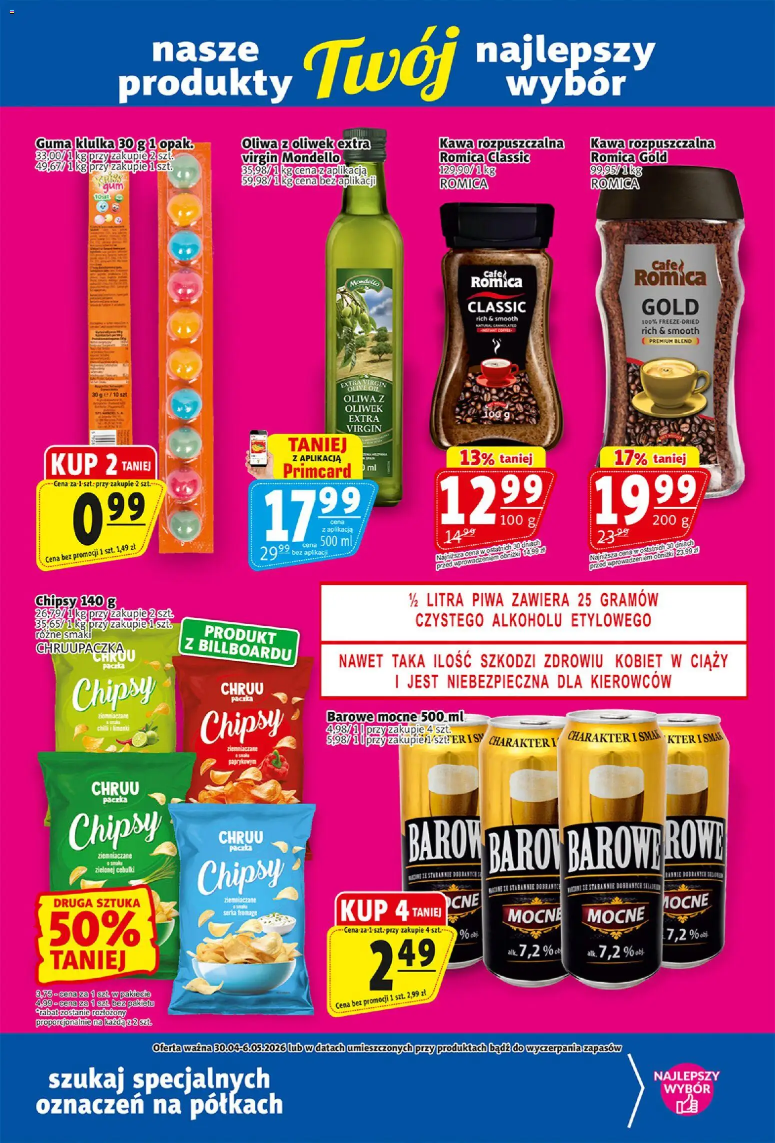 Prim Market gazetka od 30.04.2026 | Strona: 18 | Produkty: Chipsy, Oliwa z oliwek, Kawa rozpuszczalna, Kawa
