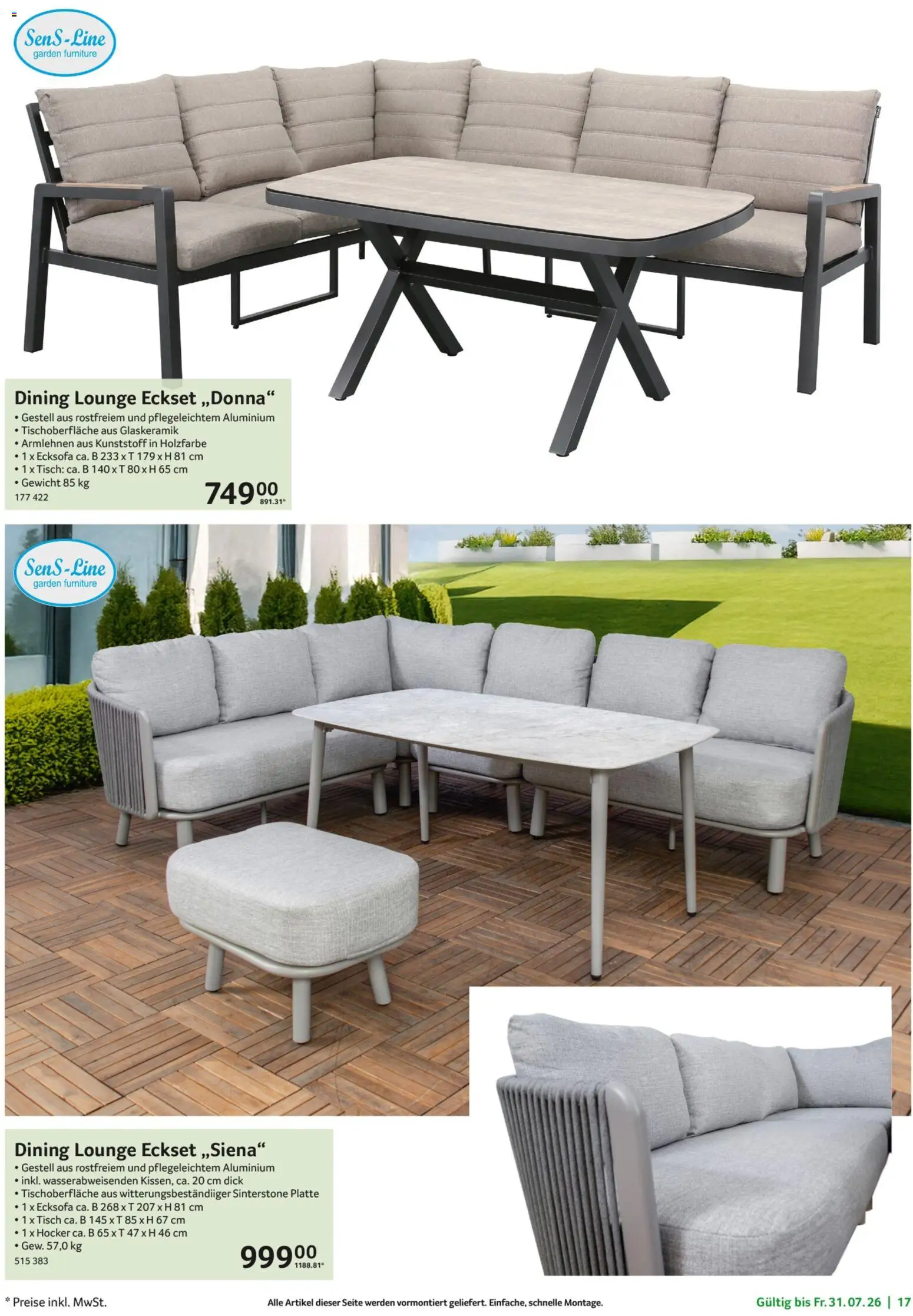 Selgros Garten Exklusiv – gültig ab 19.03.2026 | Seite: 17 | Produkte: Gewicht, Hocker, Ecksofa, Tisch