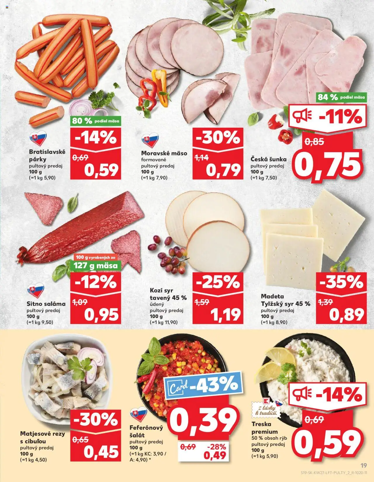 Nové Kaufland akcie – leták je platný od 03.07.2025 | Strana: 19 | Produkty: Syr, Šunka, Šalát, Párky