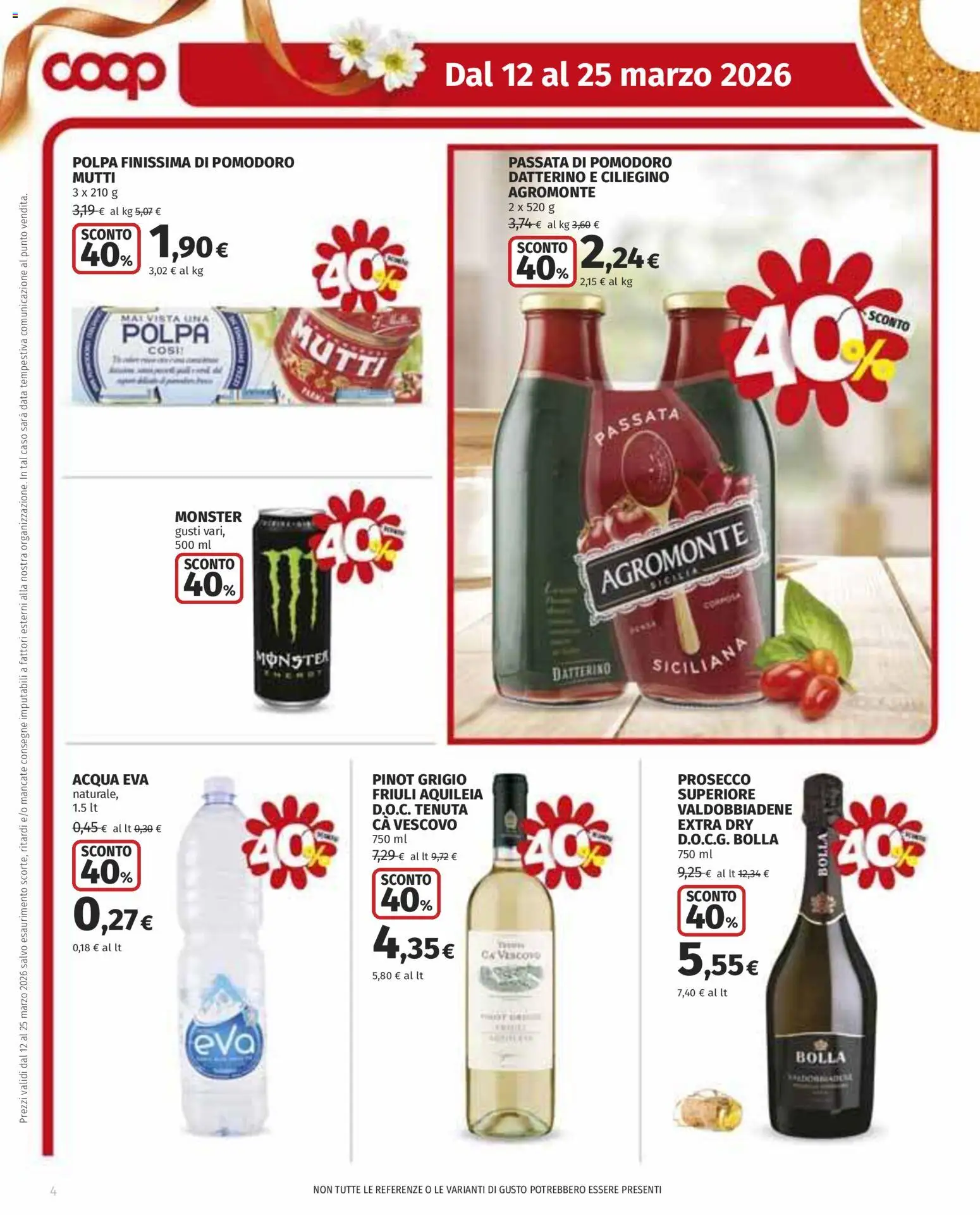 Volantino COOP del 12.03.2026 | Pagina: 4 | Prodotti: Prosecco, Pomodoro, Data, Mutti