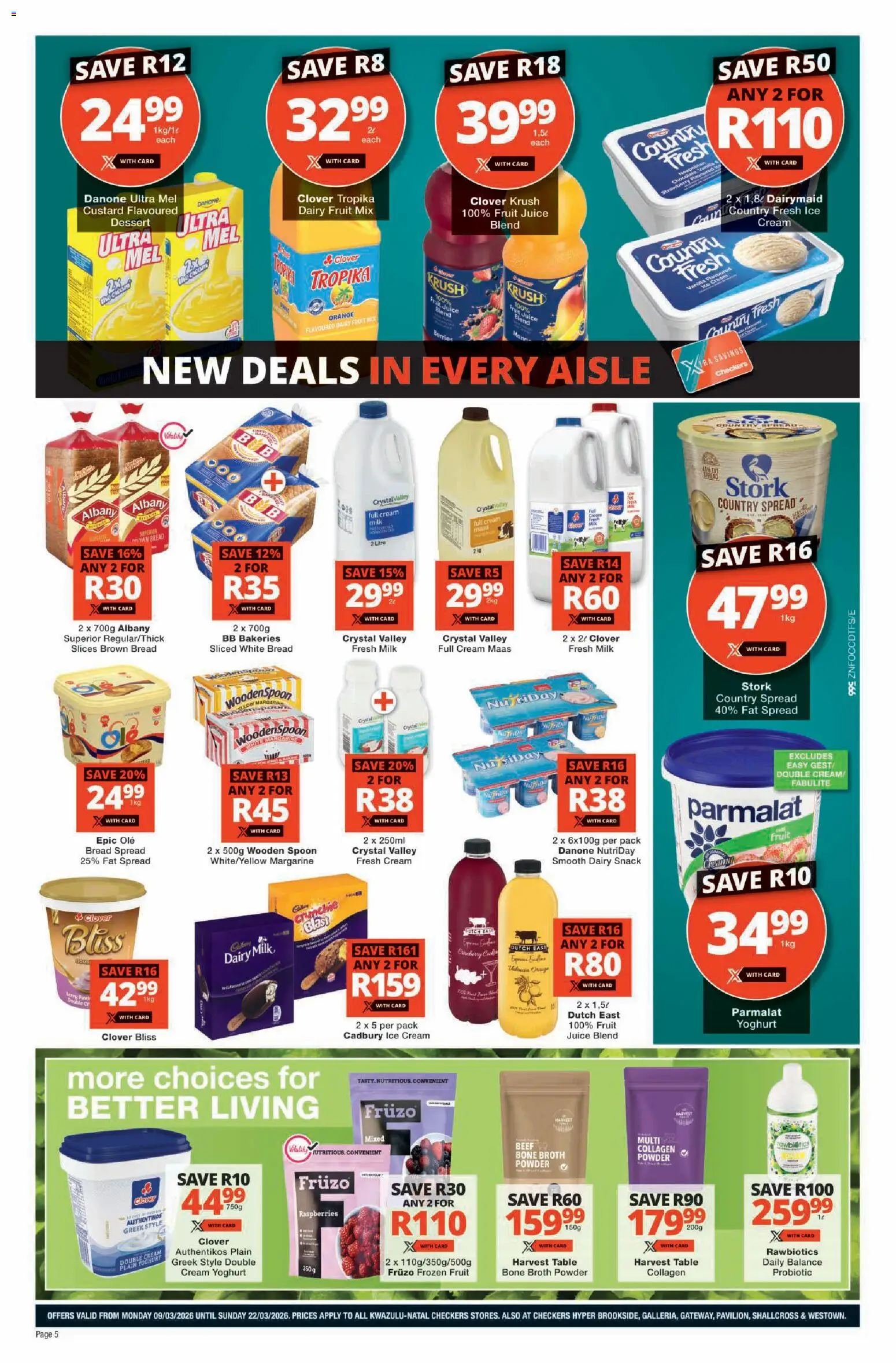 New Checkers catalogue – valid from 09.03.2026 | Page: 5 | Products: Table, Margarine, Powder, Ice cream