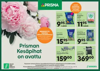 Prisma-mainoslehti voimassa 08.04.2026 alkaen | Sivu: 1 | Tuotteet: Kaasugrilli, Multa, Komposti, Hernekeitto