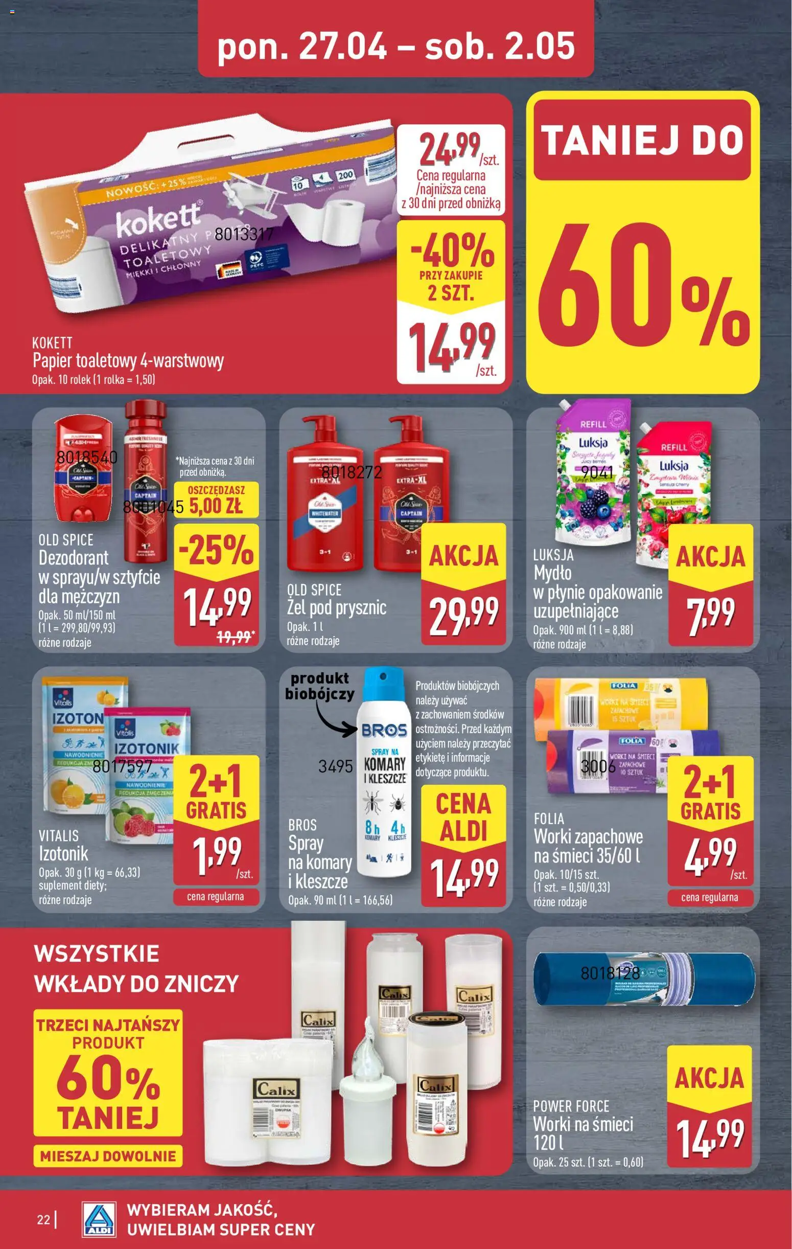 Aldi Polsko leták od 27.04.2026 | Strana: 22 | Produkty: Mýdlo, Old Spice