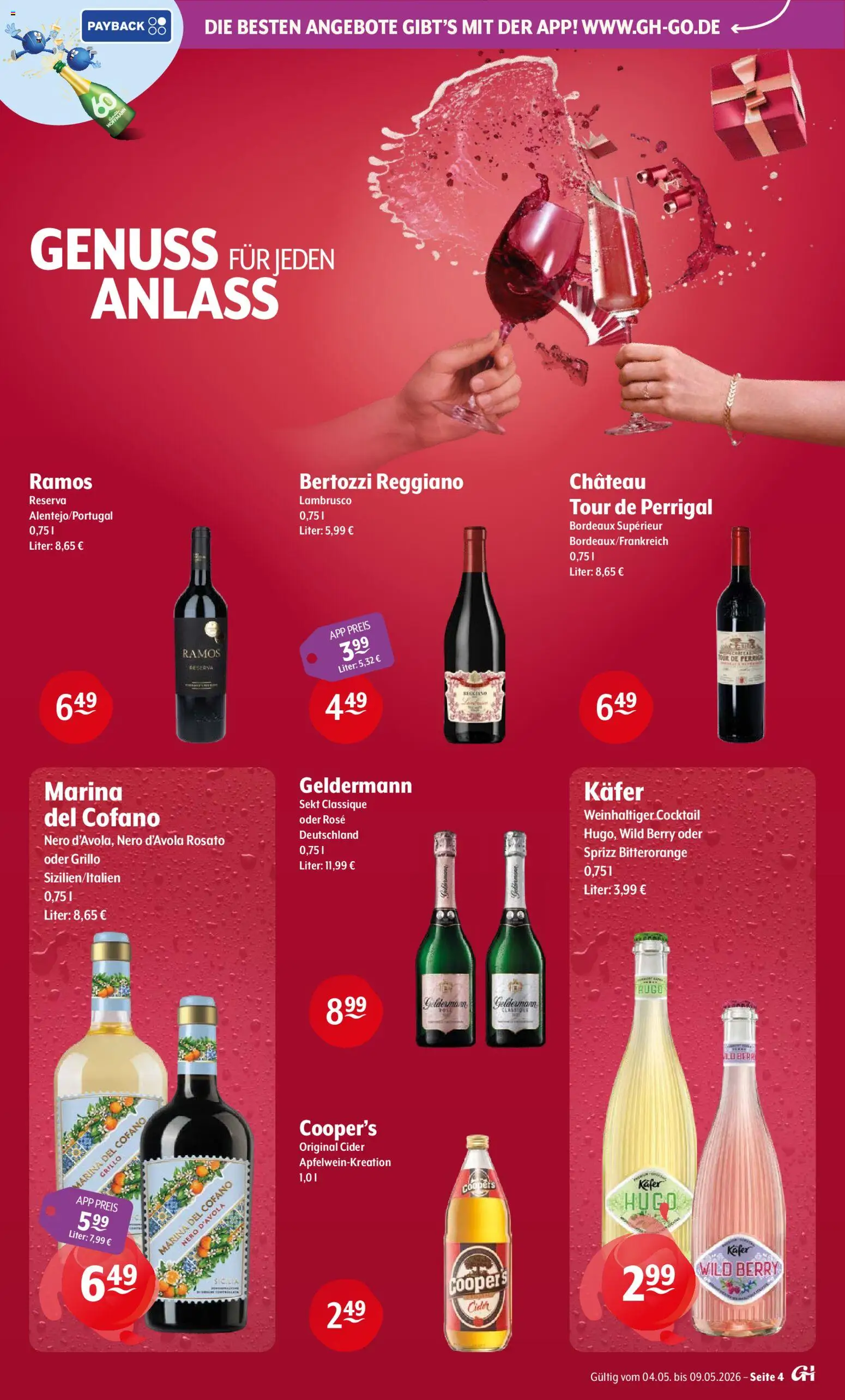 Trink und Spare Prospekt 	 – gültig ab 04.05.2026 | Seite: 4 | Produkte: Sekt, Hugo