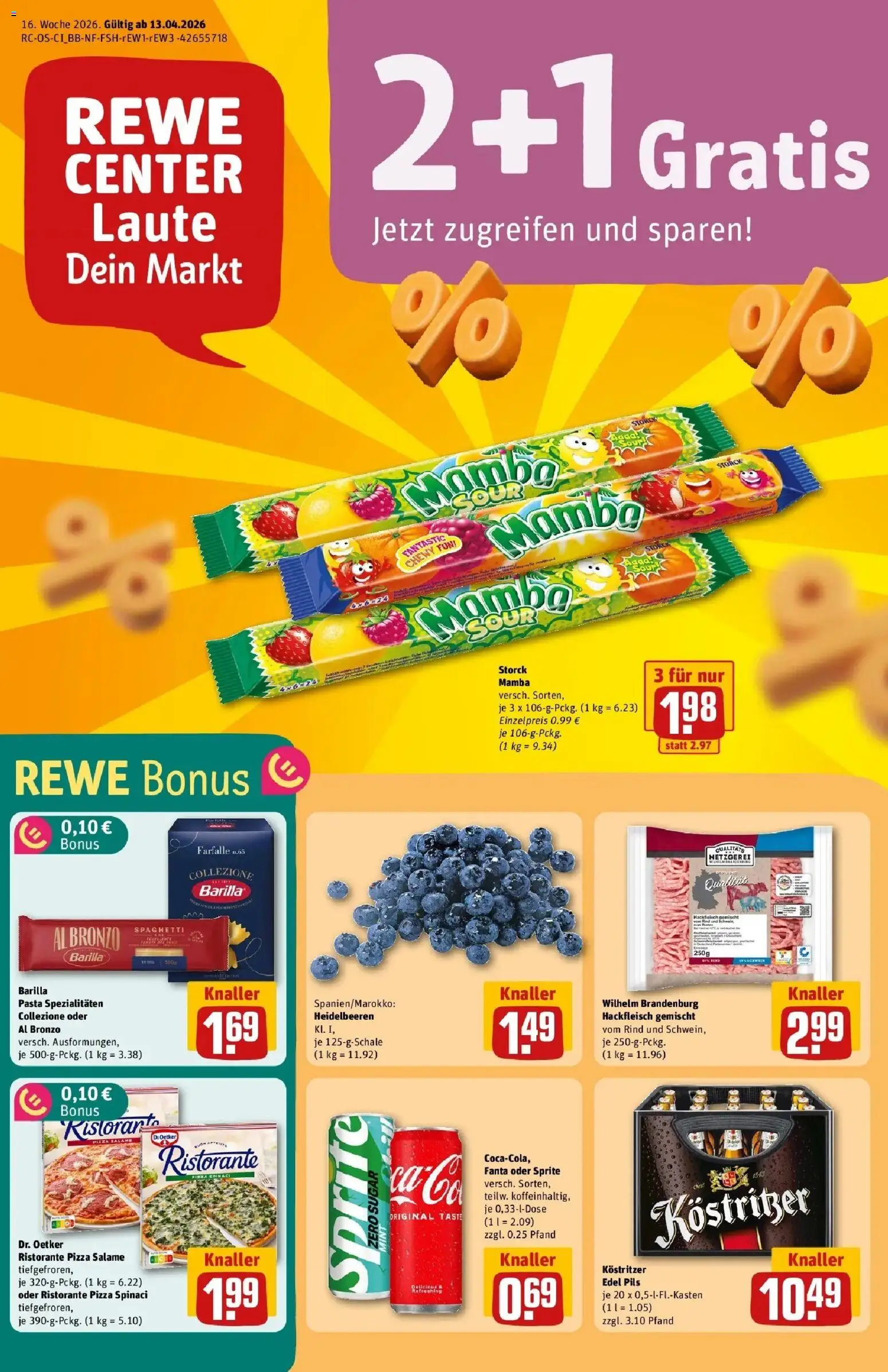 Rewe Prospekt Brandenburg An Der Havel	 – gültig ab 12.04.2026 | Seite: 1 | Produkte: Ristorante, Sprite, Pils, Pizza