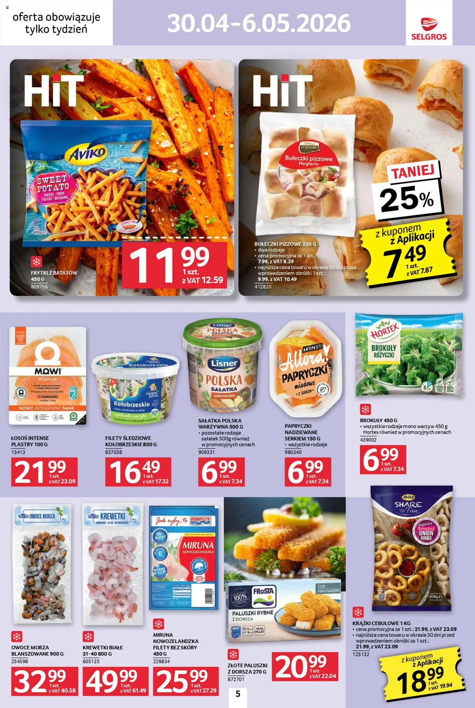 Selgros cash&carry gazetka - Jeszcze więcej super promocji od 30.04.2026 | Strona: 5 | Produkty: Paluszki rybne, Łosoś, Sałatka, Owoce morza