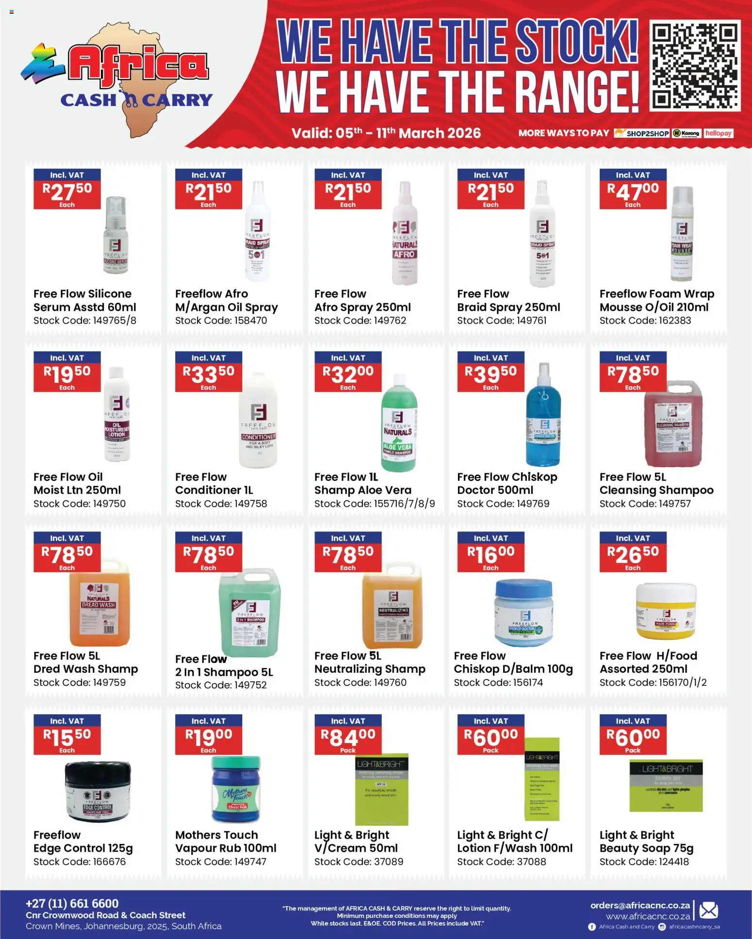 New Africa Cash & Carry catalogue – valid from 05.03.2026 | Page: 32 | Products: Light, Soap, Silicone, Foam