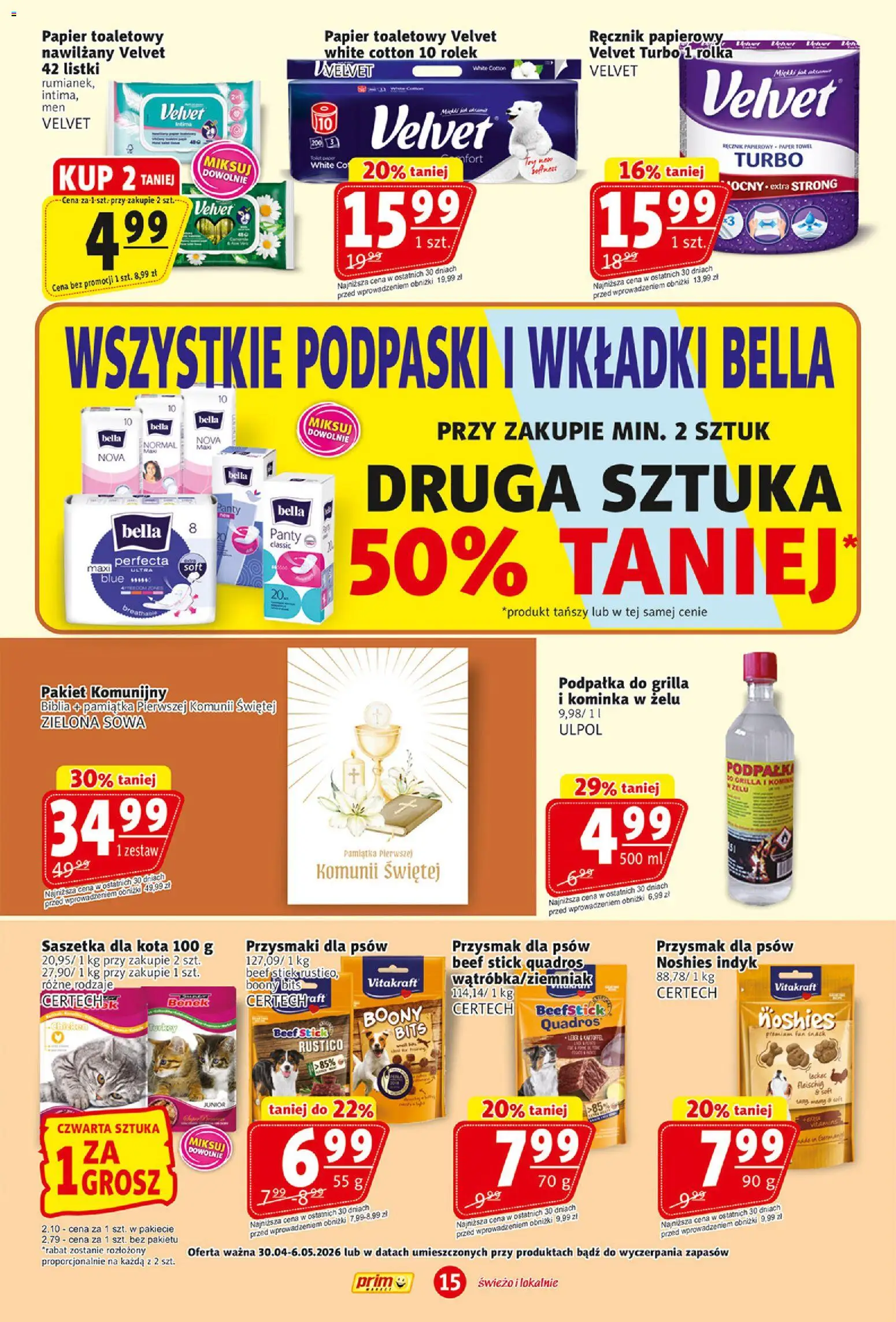 Prim Market gazetka od 30.04.2026 | Strona: 15 | Produkty: Papier toaletowy, Podpaski