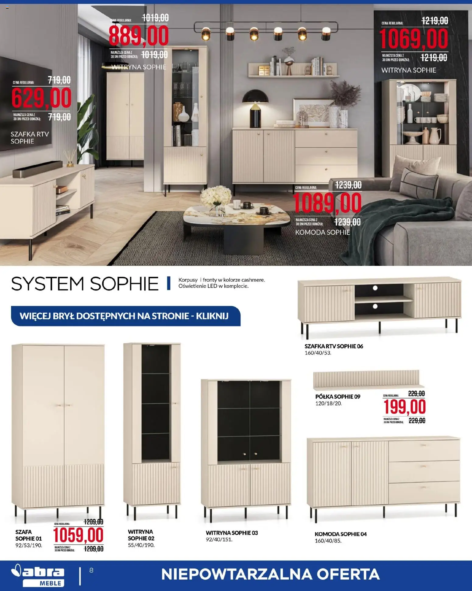 Abra meble gazetka od 04.03.2026 | Strona: 8 | Produkty: Szafa, Komoda, Półka, szafka RTV