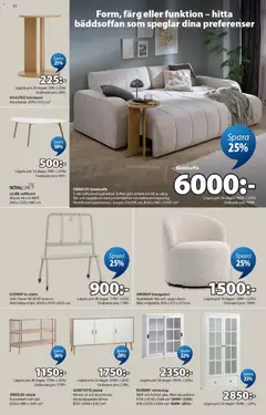 JYSK erbjudanden - Förhandsvisning av reklamblad från butik JYSK aktuell från 27.04.2026 | Sida: 22 | Produkter: Vitrinskåp, Loungestol, Säng, Soffbord