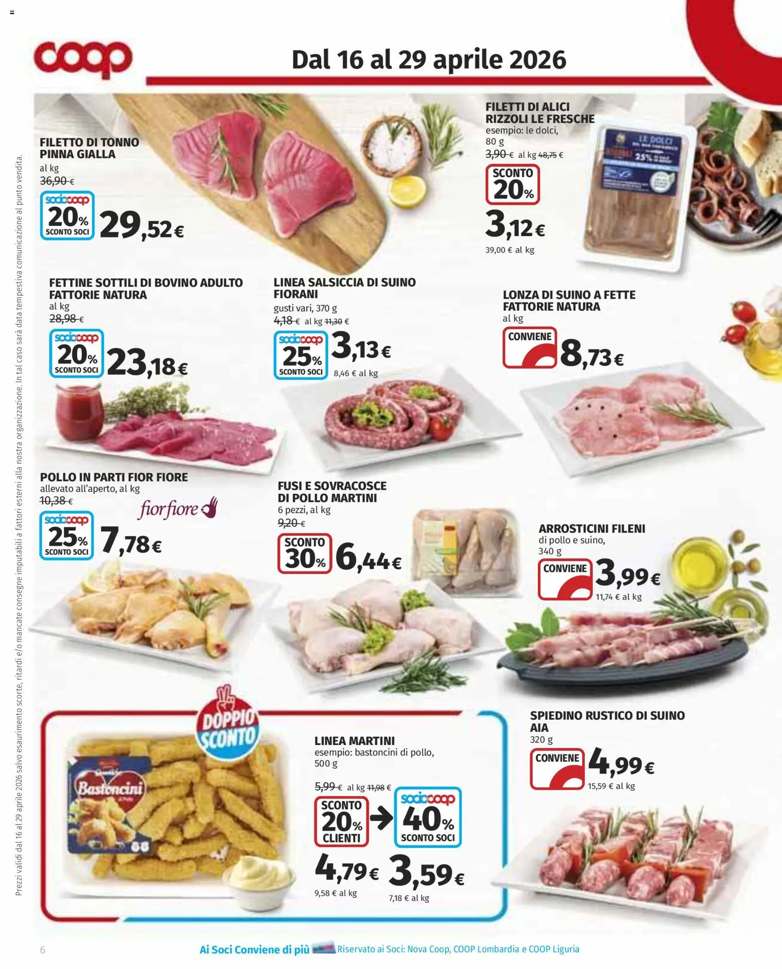 Volantino COOP del 16.04.2026 | Pagina: 6 | Prodotti: Pollo, Salsiccia, Data, Alici