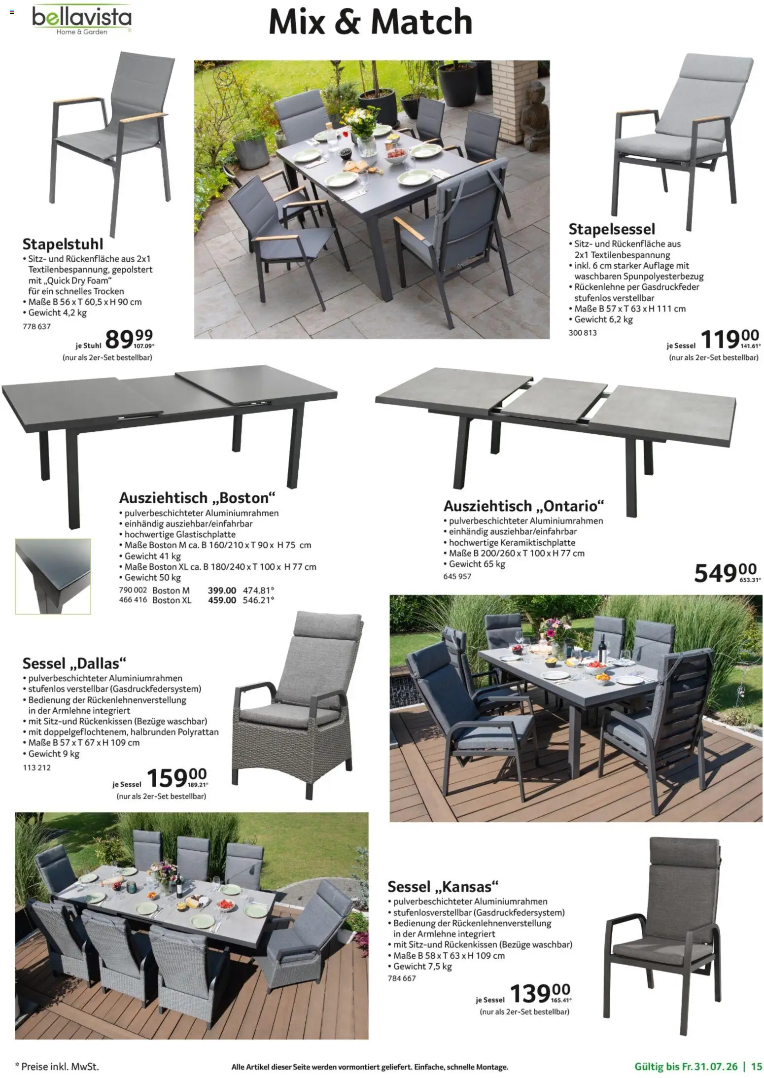 Selgros Garten Exklusiv – gültig ab 19.03.2026 | Seite: 15 | Produkte: Gewicht, Sessel, Stuhl