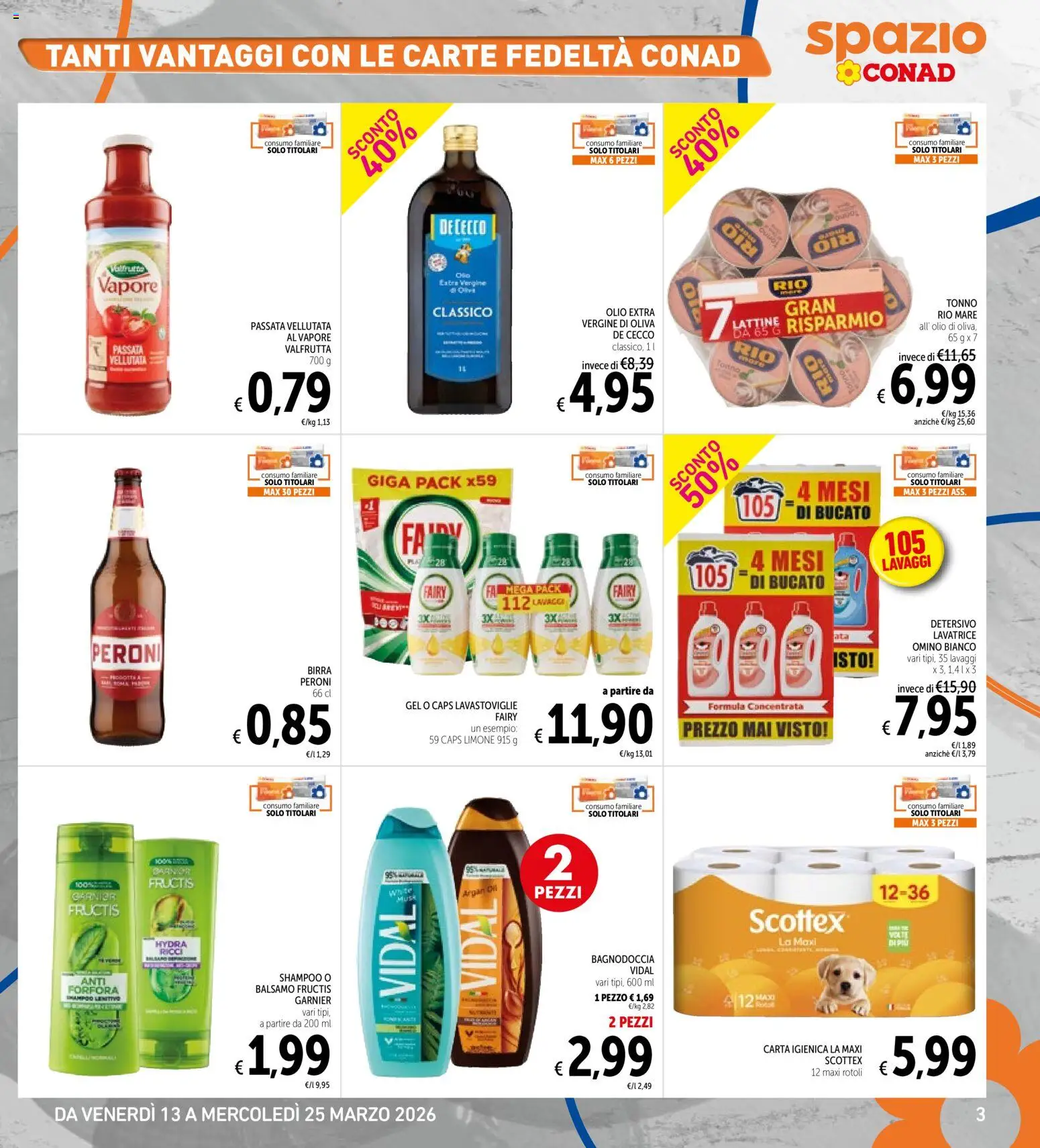 Volantino Spazio Conad del 13.03.2026 | Pagina: 3 | Prodotti: Shampoo, Carta igienica, Limone, Lavatrice