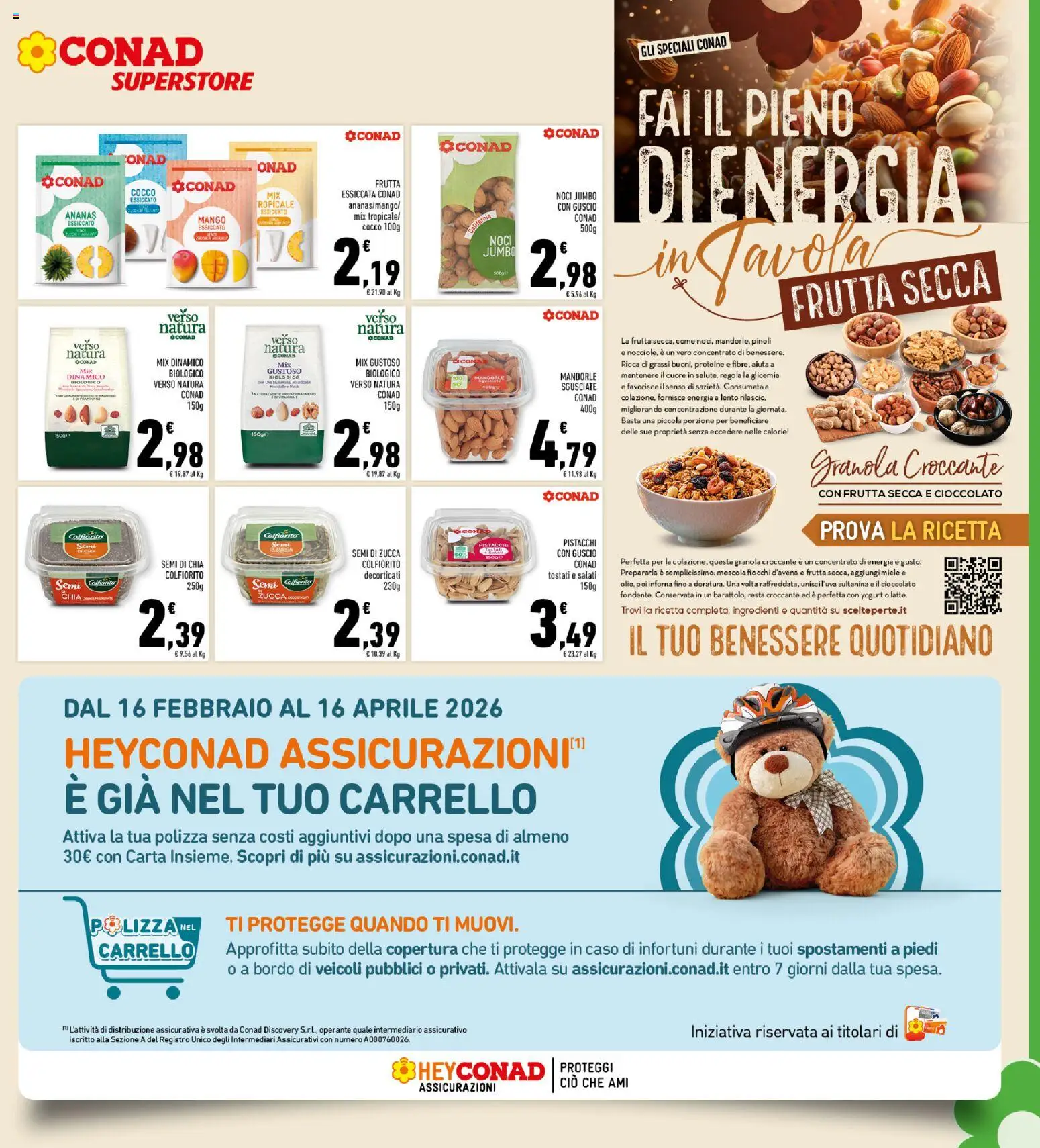 Volantino Conad del 11.03.2026 | Pagina: 5 | Prodotti: Fiocchi, Cocco, Pistacchi, Miele