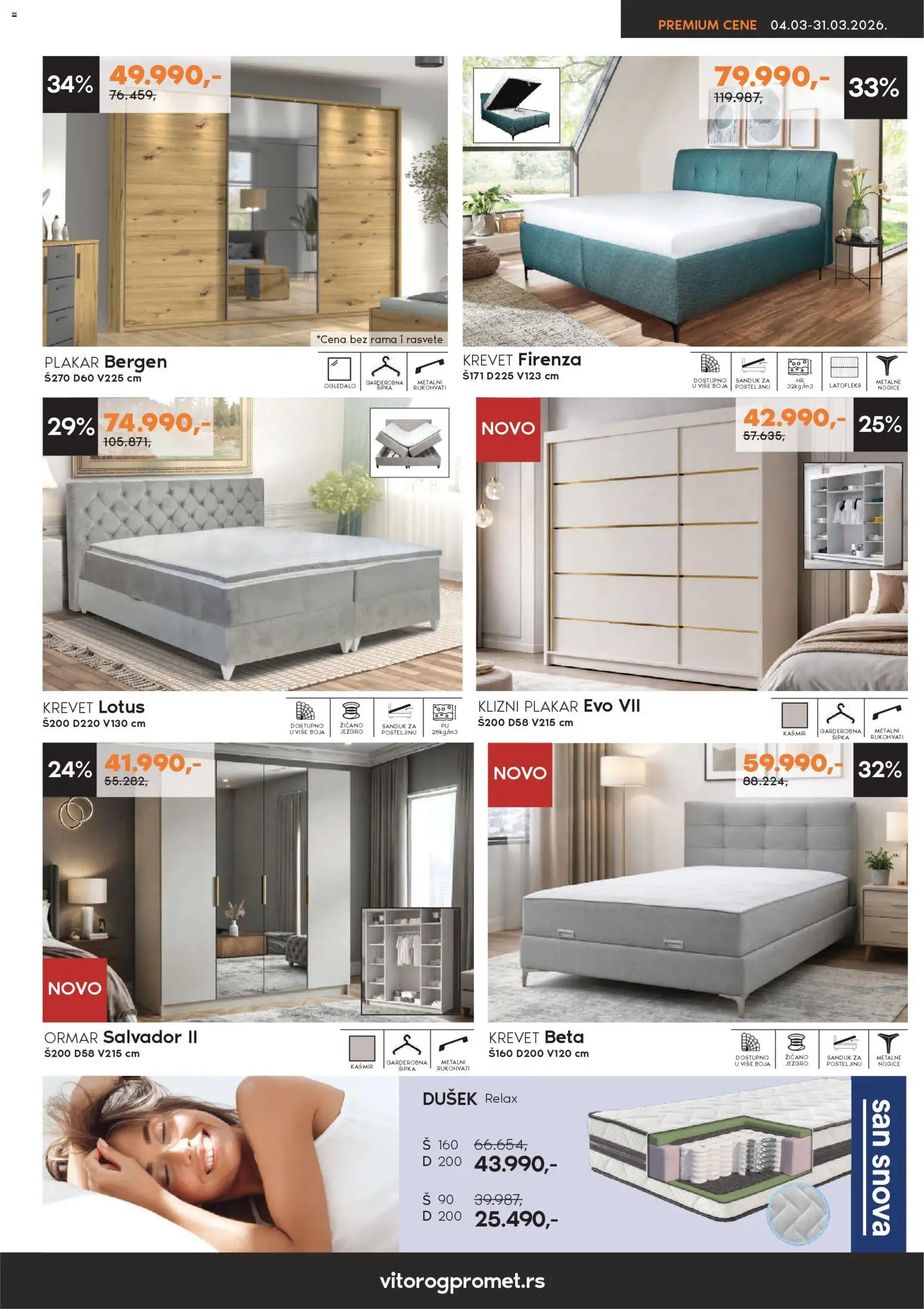Vitorog katalog - važi od 04.03.2026 | Strana: 7 | Proizvode: Krevet, Dušek, Ormar, Ogledalo