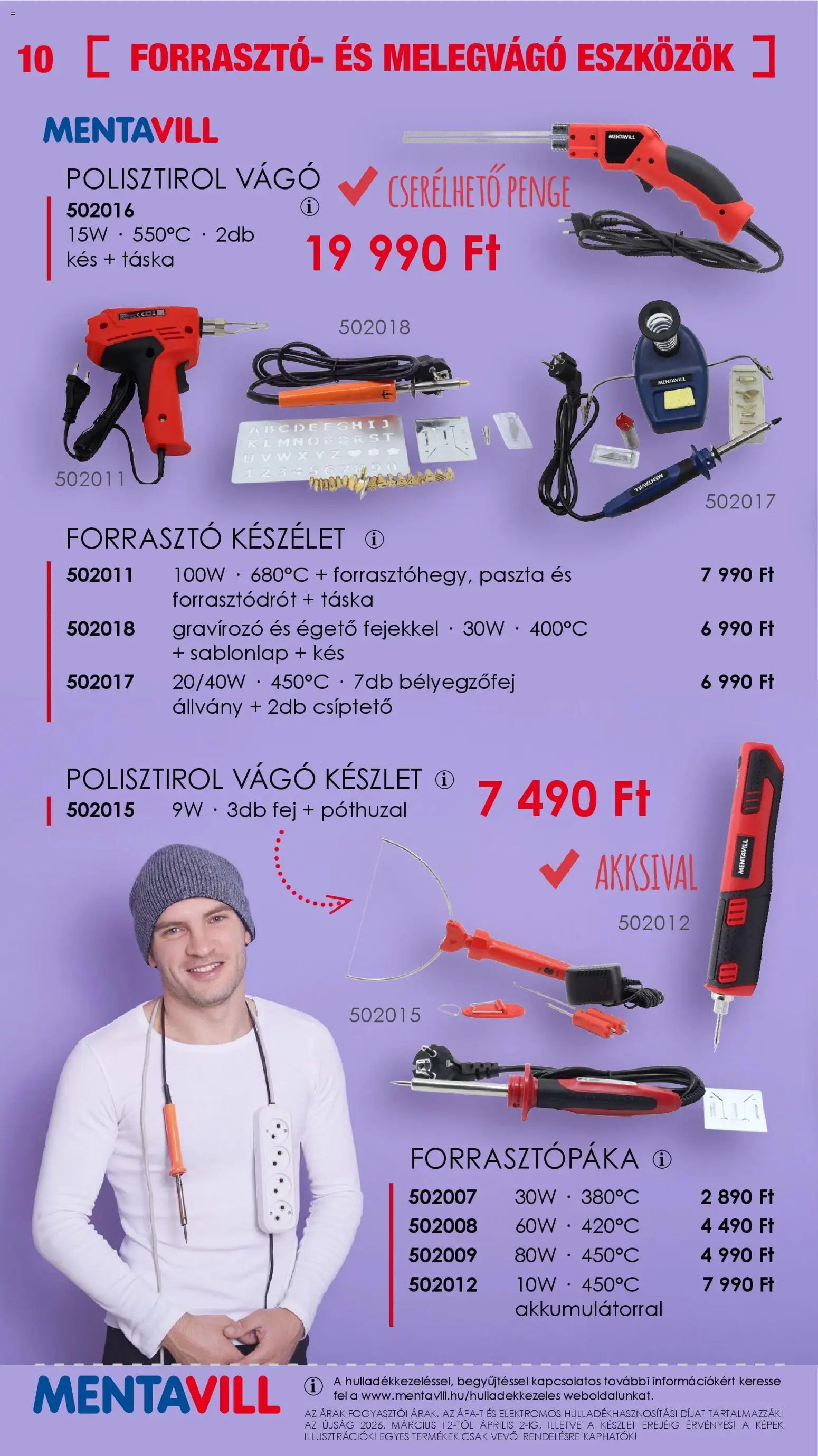 Mentavill akciós ujság - amely érvényes a következő dátumtól: 12.03.2026 | Oldal: 10 | Termékek: Táska, Vágó, Kés