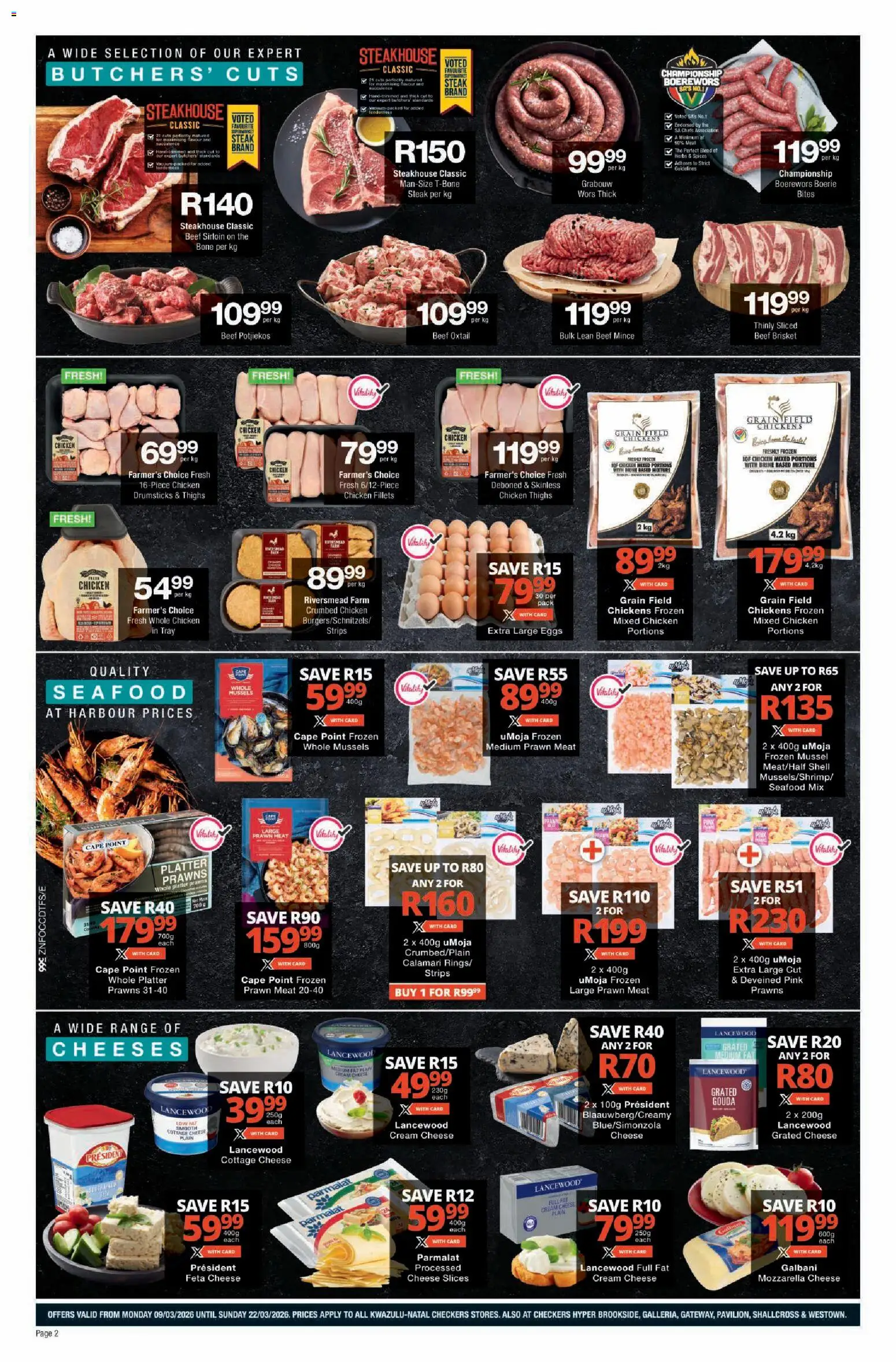 New Checkers catalogue – valid from 09.03.2026 | Page: 2 | Products: Platter, Boerewors, Eggs, Beef