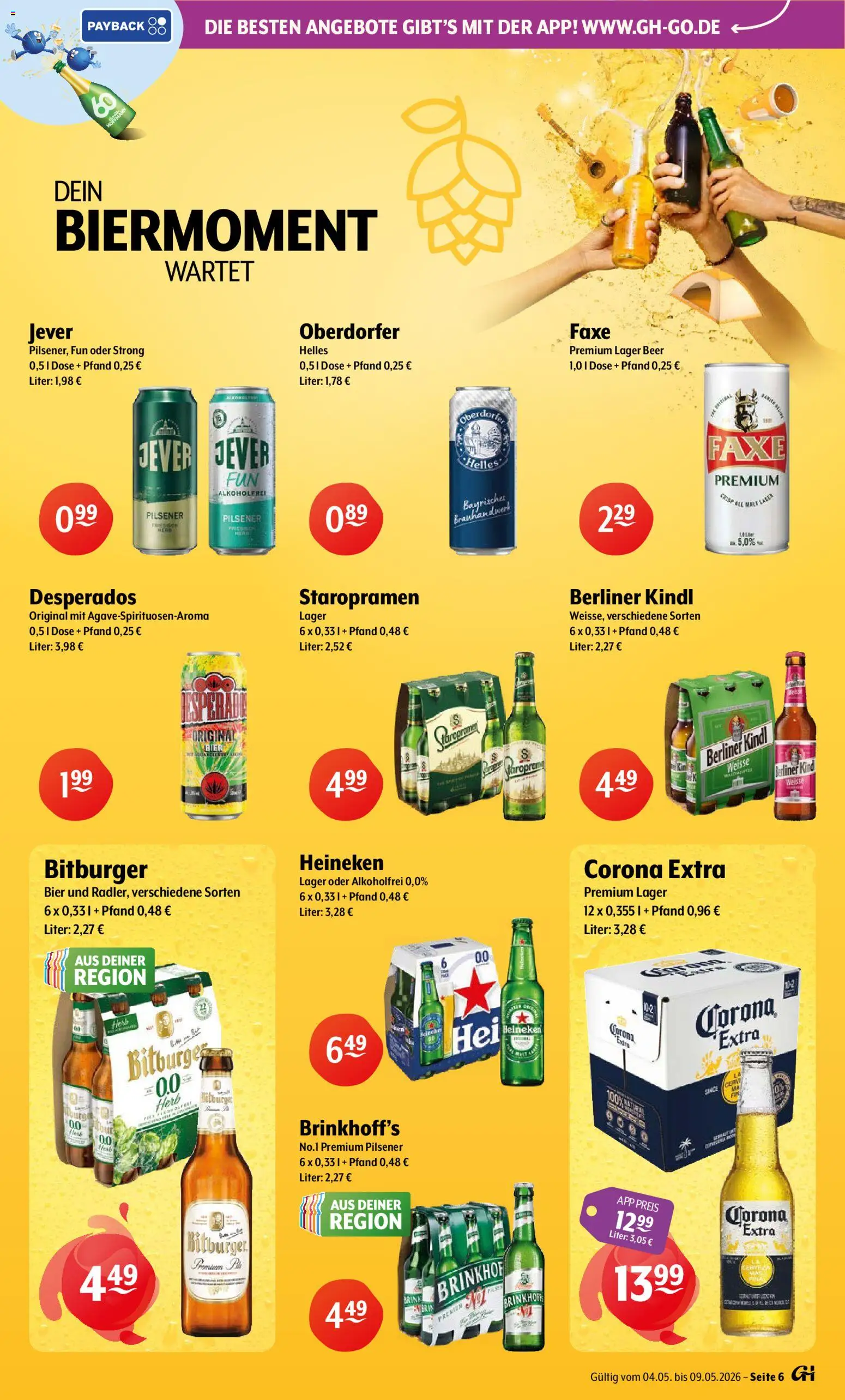 Trink und Spare Prospekt 	 – gültig ab 04.05.2026 | Seite: 6 | Produkte: Bitburger, Burger, Heineken, Jever