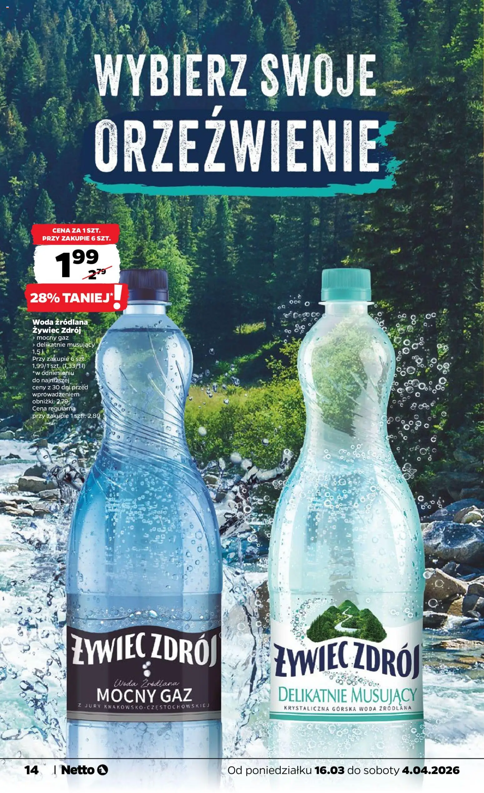 Netto gazetka - Wielkanoc od 16.03.2026 | Strona: 14 | Produkty: Woda źródlana, Woda