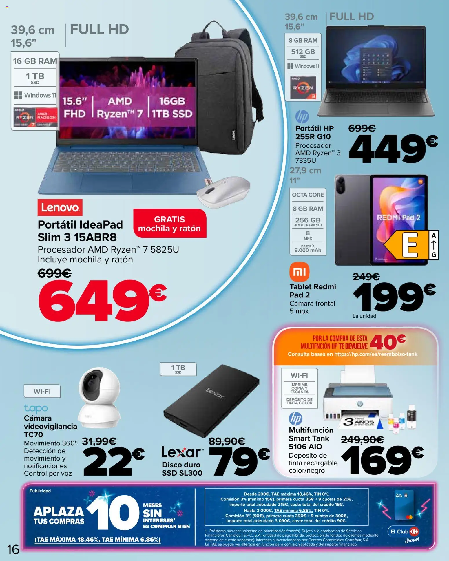 Carrefour Semana santa │ válido desde el 11.03.2026 | Página: 16 | Productos: Mochila, Té, Tablet, Cámara