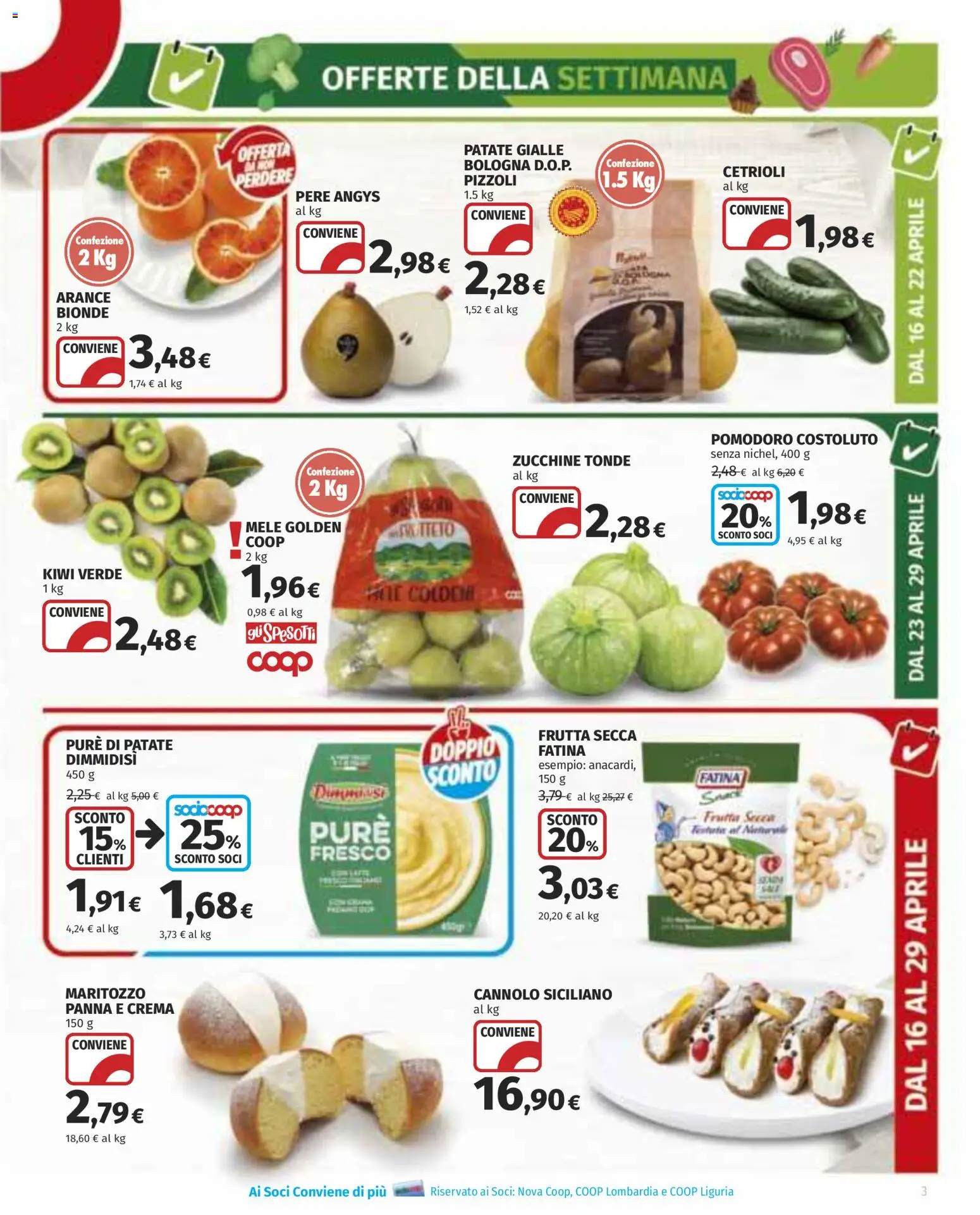 Volantino COOP del 16.04.2026 | Pagina: 3 | Prodotti: Mele, Kiwi, Panna, Zucchine