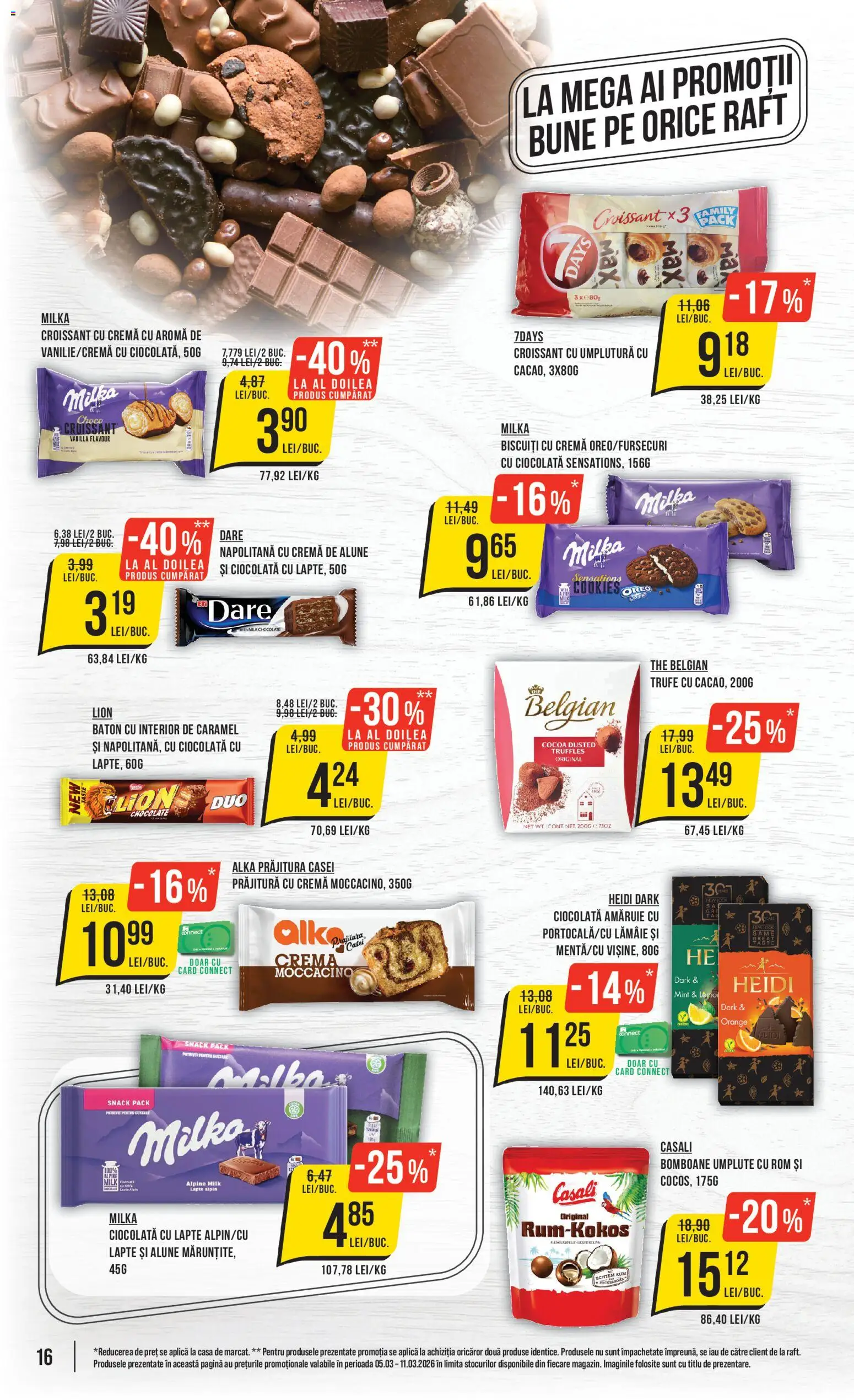 Noul catalog Mega Image – valabil de la 05.03.2026 | Pagină: 16 | Produse: Cremă, Ciocolată, Rom, Bomboane