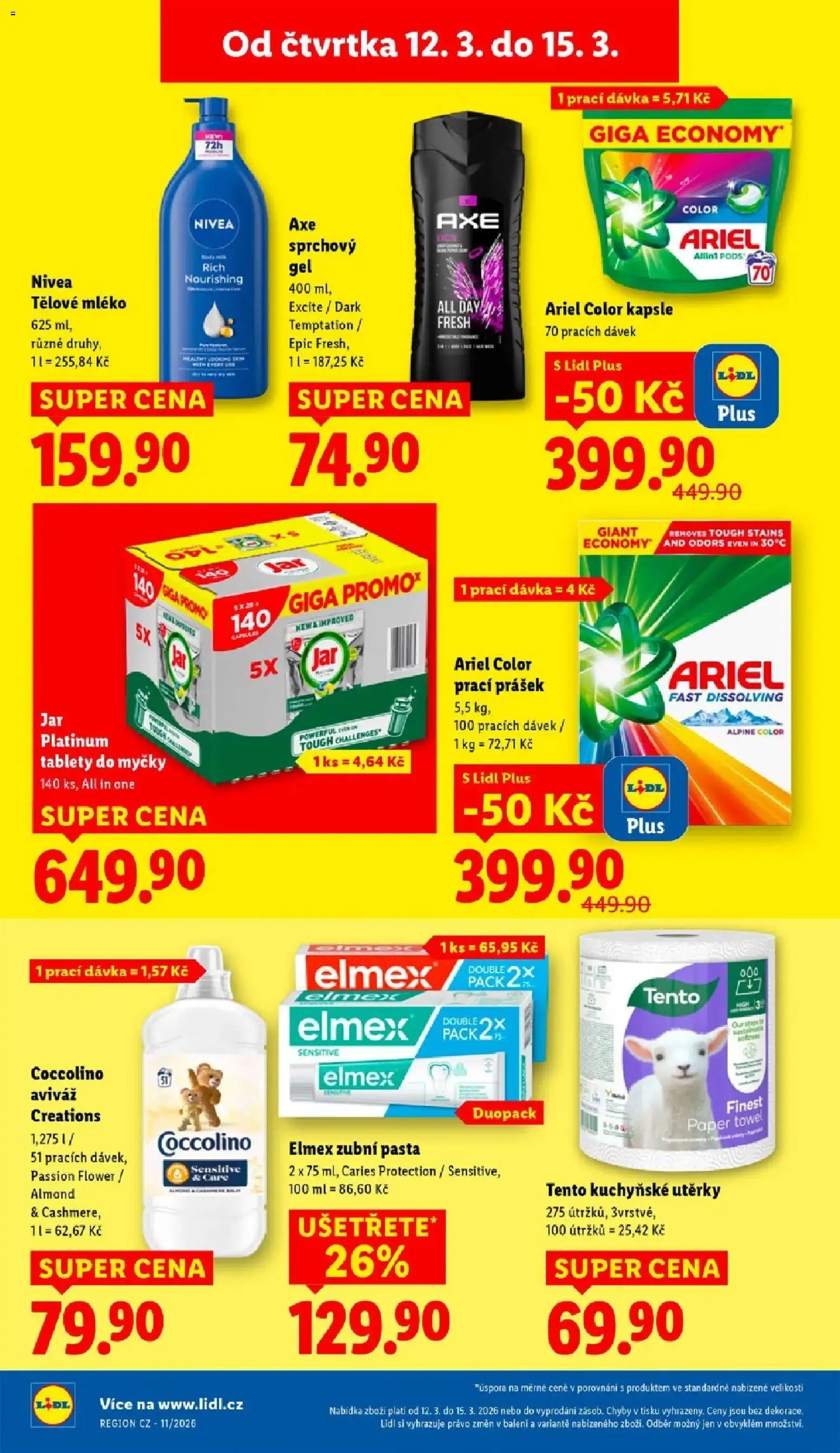 Lidl aktuální leták od 12.03.2026 | Strana: 28 | Produkty: Tělové mléko, Tablety do myčky, Nivea, Body