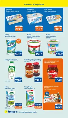 20.04.2026 tarihinden itibaren geçerli olan Tespo kataloğu önizlemesi | Sayfa: 6 | Ürünler: Peynir, Yoğurt, Fındık, Kayısı