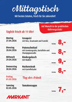 Markant Mittagstisch ab 27.04.2026 gültig