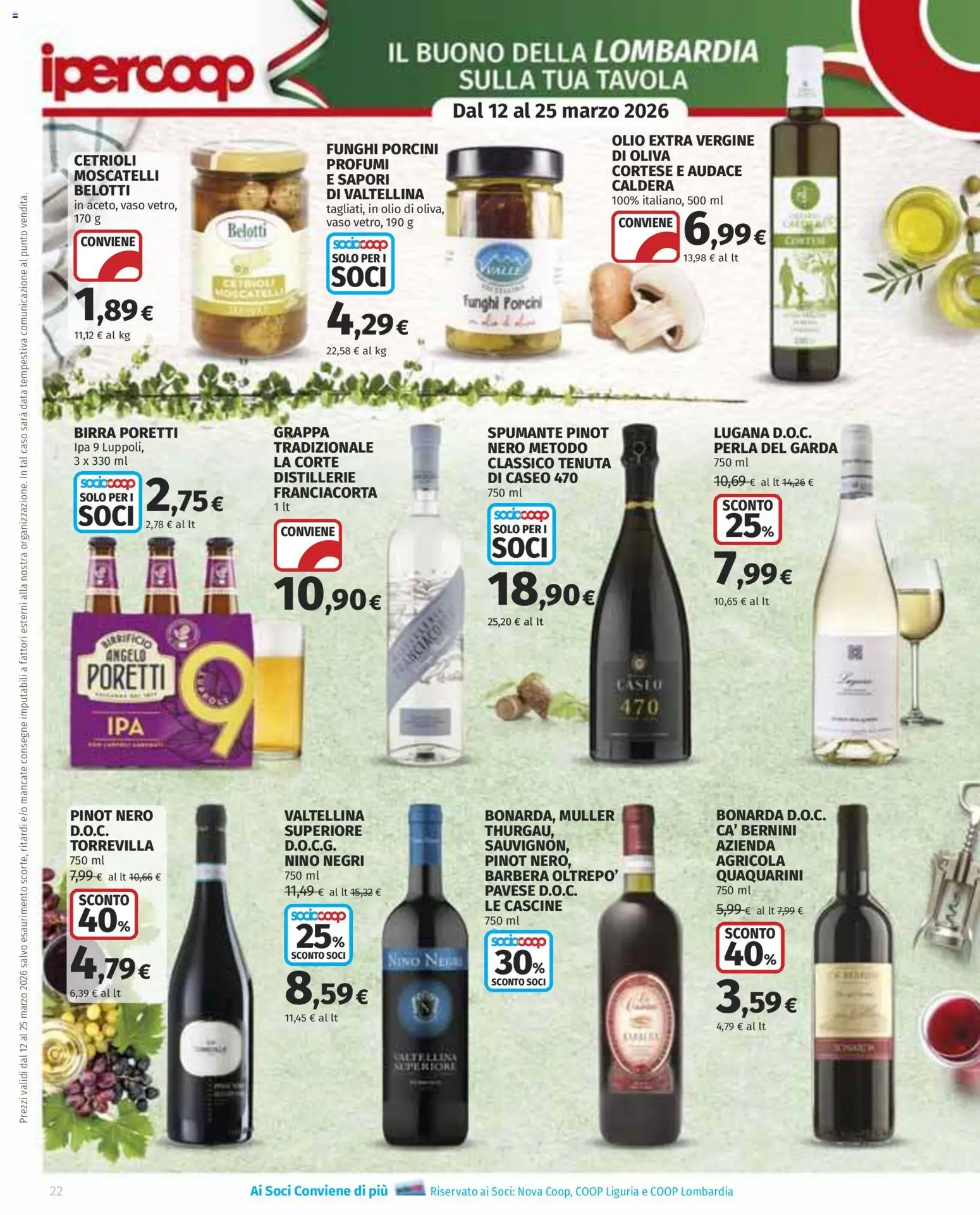 Volantino Ipercoop del 12.03.2026 | Pagina: 22 | Prodotti: Birra, Cetrioli, Spumante, Olio extra vergine