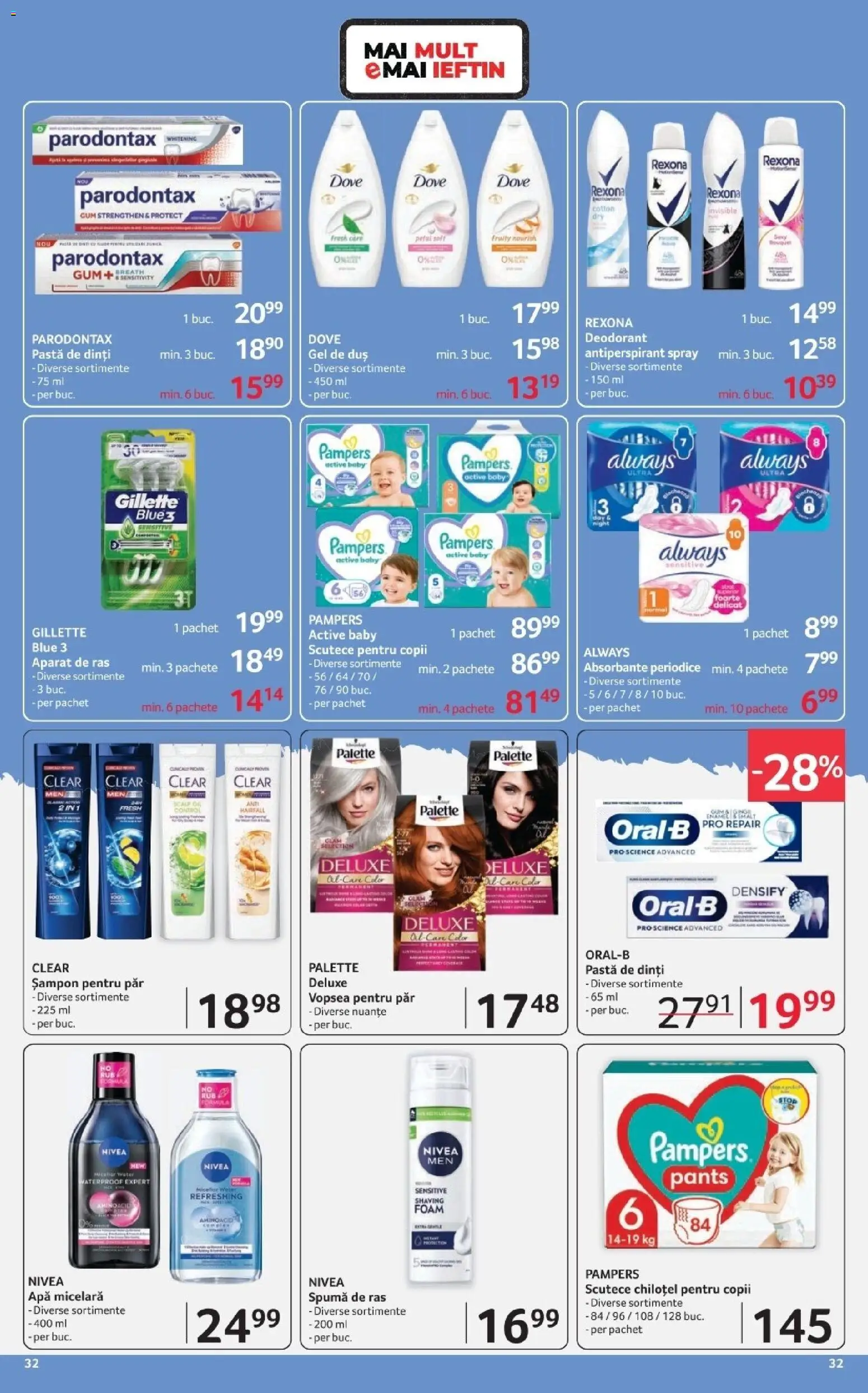 Noul catalog Selgros – valabil de la 06.03.2026 | Pagină: 32 | Produse: Șampon, Apă micelară, Absorbante, Apă