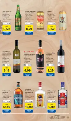 Tesco leták platný od 29.04.2026 | Strana: 23 | Produkty: Víno, Bošácka slivovica, Gin, Rum