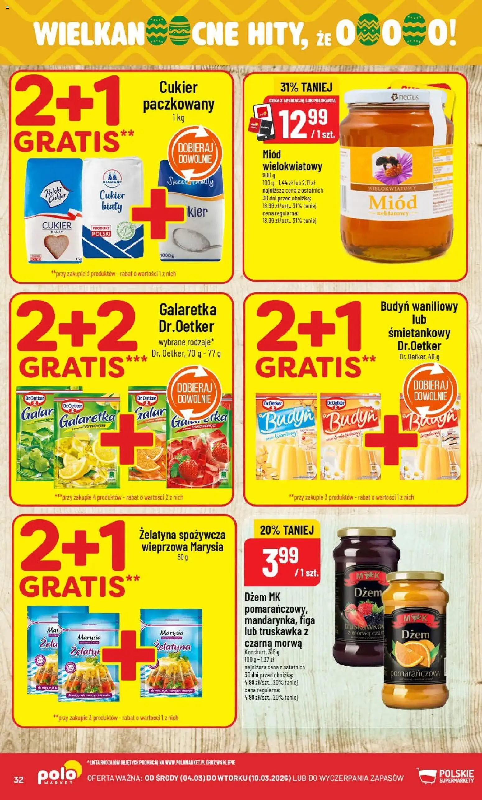 POLOmarket gazetka od 04.03.2026 | Strona: 32 | Produkty: Galaretka, Żelatyna, Dżem, Cukier