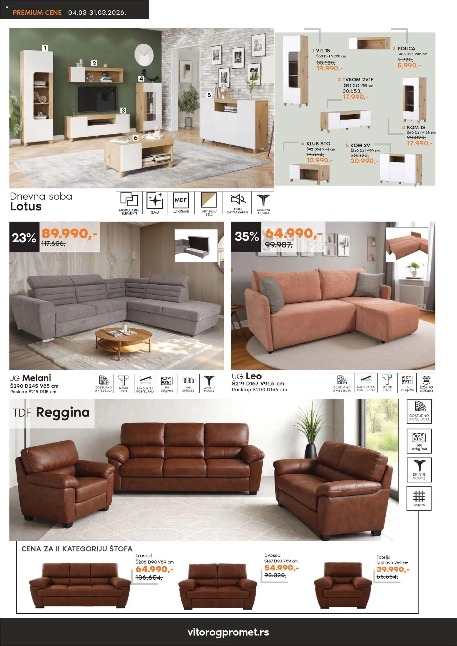 Vitorog katalog - važi od 04.03.2026 | Strana: 4 | Proizvode: Fotelja, Polica, Trosed, Dvosed