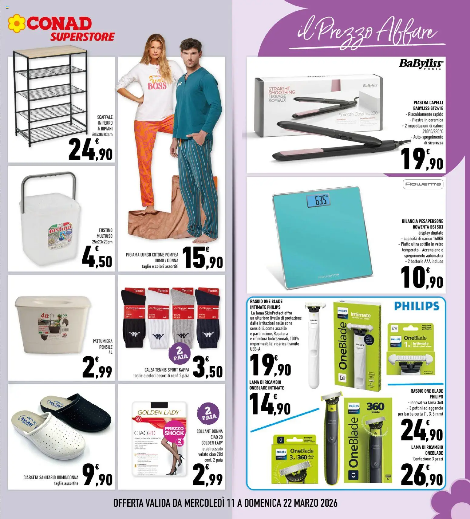 Volantino Conad del 11.03.2026 | Pagina: 29 | Prodotti: Pigiama, Pattumiera, Piatto, Bilancia
