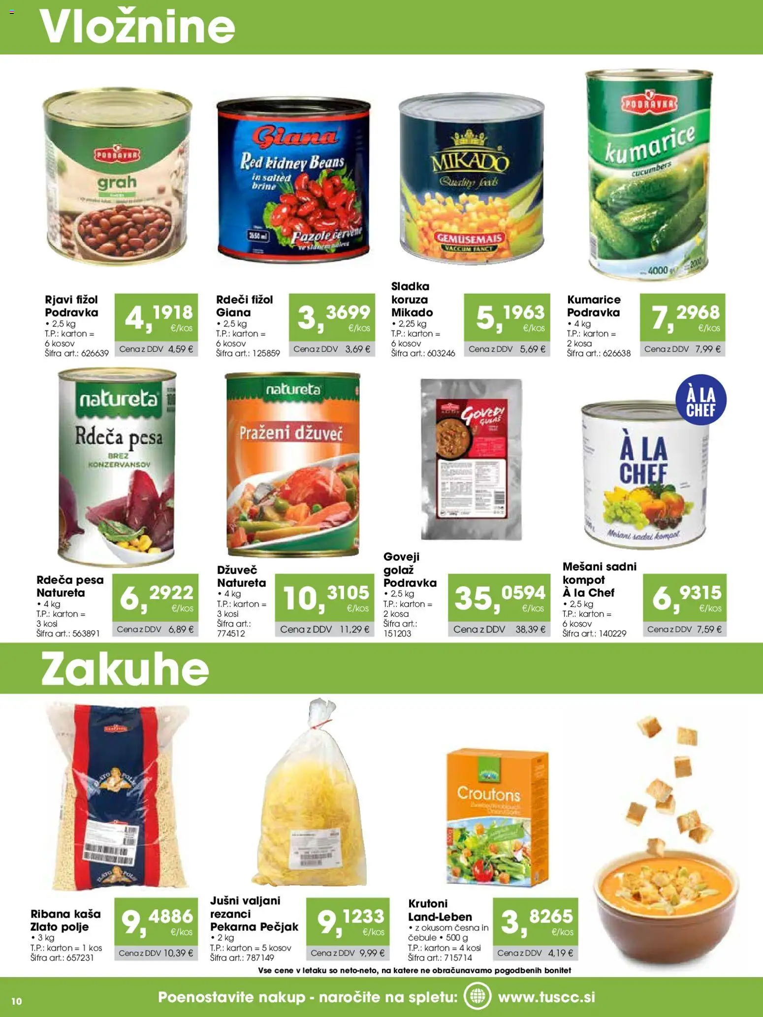 Novi Tuš katalog ponudbe – veljaven od 07.03.2026 | Stran: 10 | Izdelki: Pekarna, Kumarice, Pesa, Grah