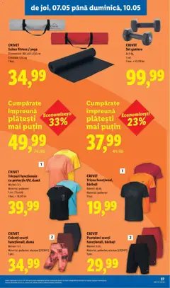 Ofertele Lidl valabile de la 04.05.2026 | Pagină: 37 | Produse: Saltea, Tricou, Pantaloni scurți, Colanți