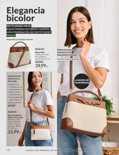 Vista previa Bolso Alba, Crema y marrón. PU, poliéster. 31,5 x 12 x 25 cm. válido desde el 01.05.2026 | Página: 132 | Productos: Bolso bandolera, Bolso, Crema, Té
